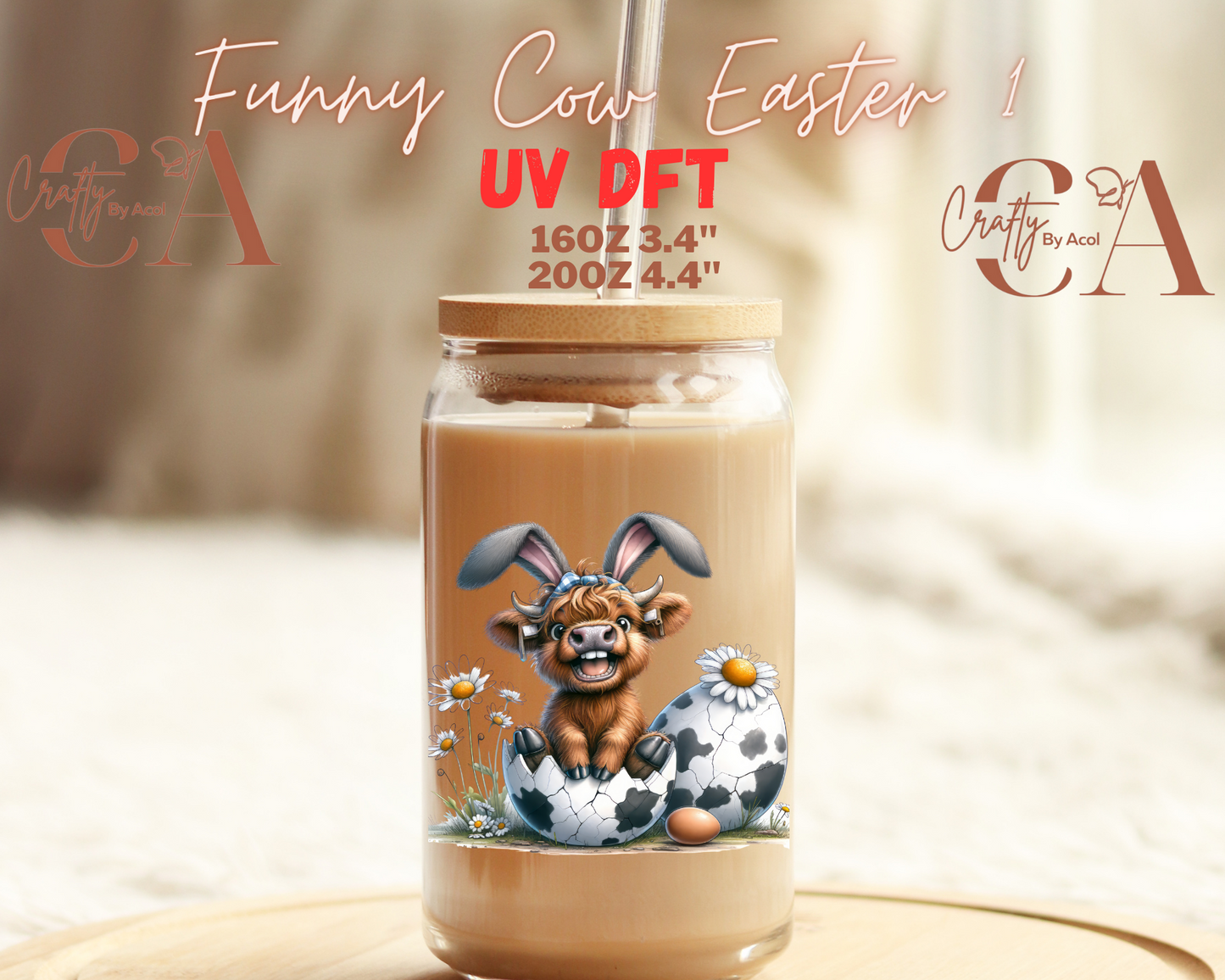 Funny Cow Easter Decal UV DFT Decal