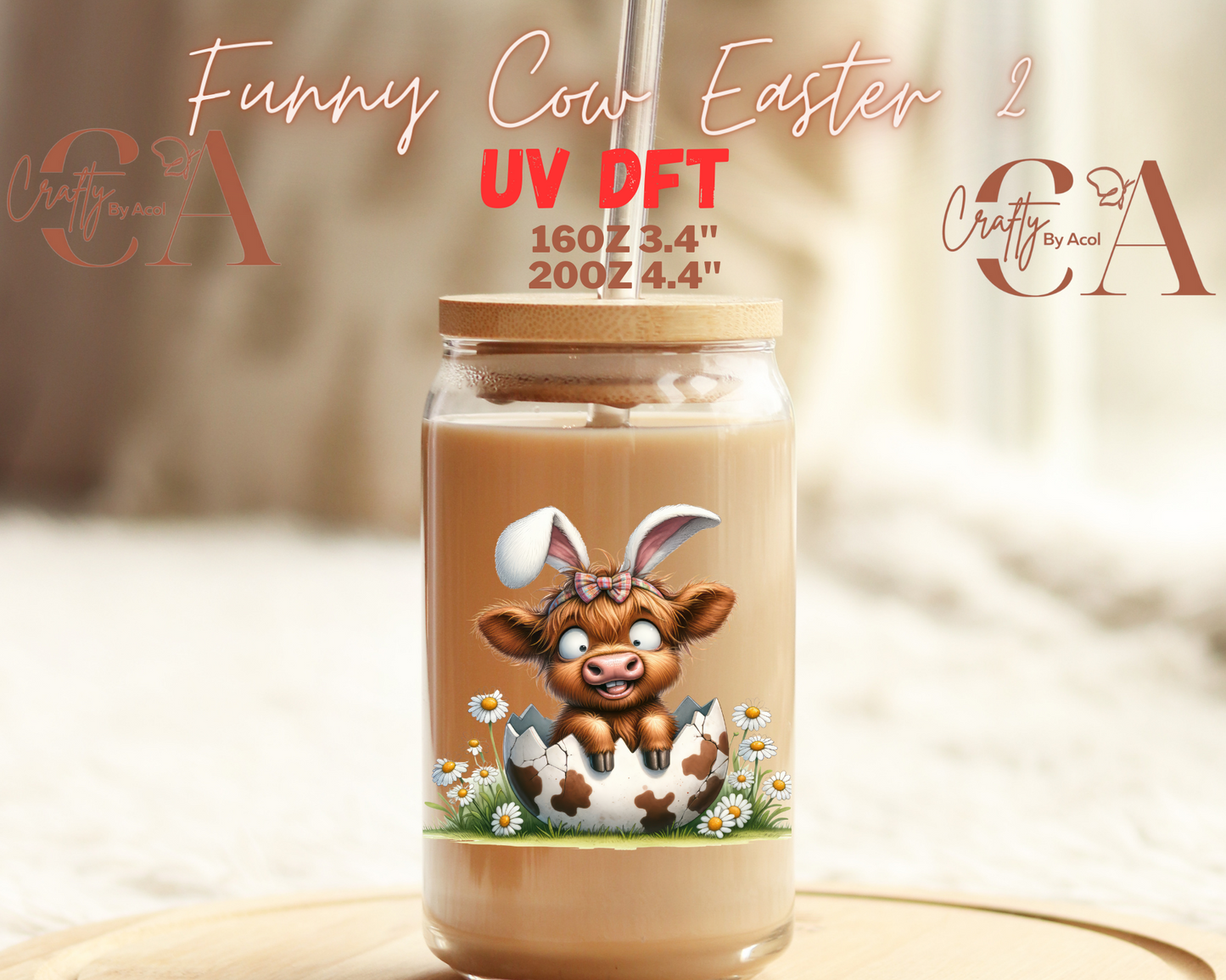 Funny Cow Easter Decal UV DFT Decal