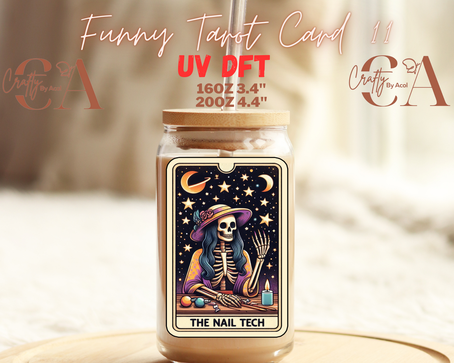 Funny Skeleton Tarot UV DFT Decal