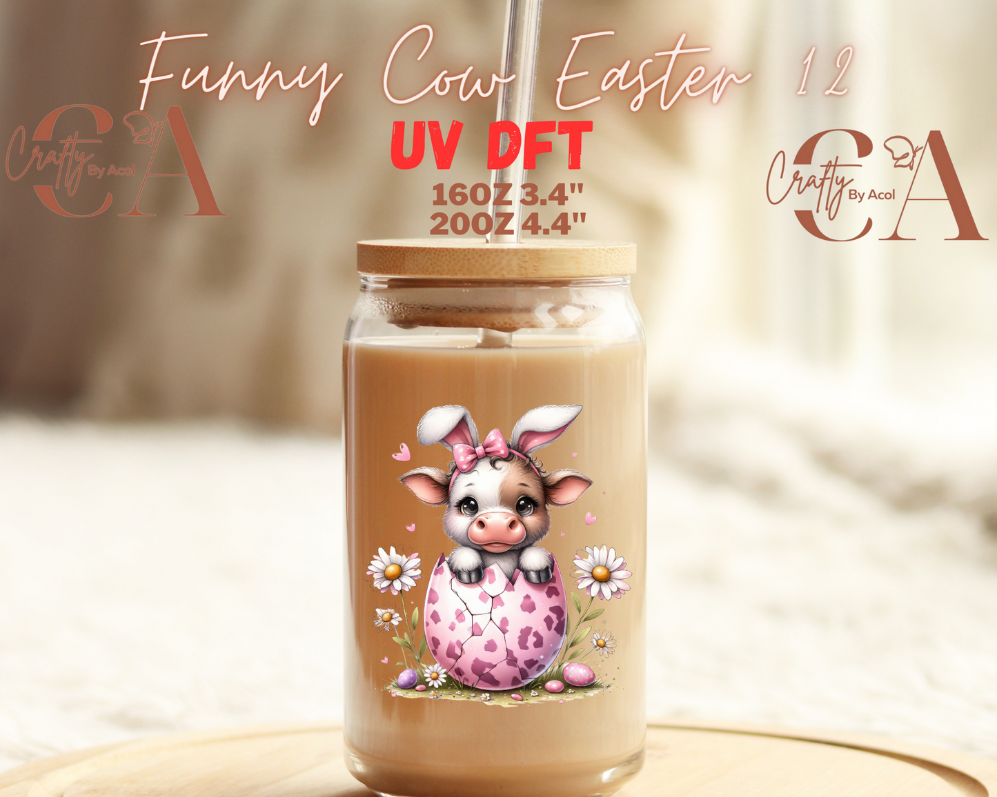 Funny Cow Easter Decal UV DFT Decal
