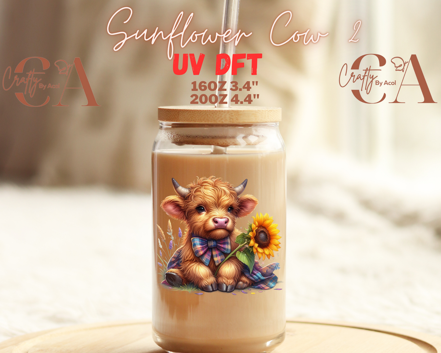 Cow Sunflower UV DFT Decal