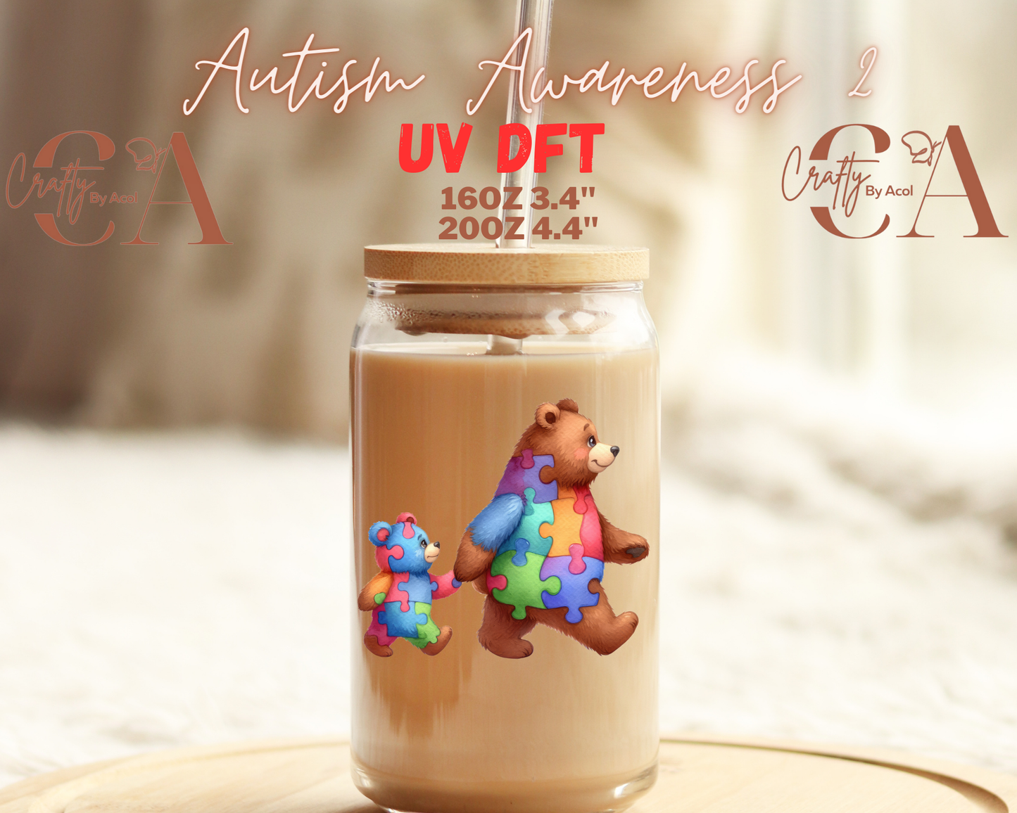 Autism Awareness Decal UV DFT Decal