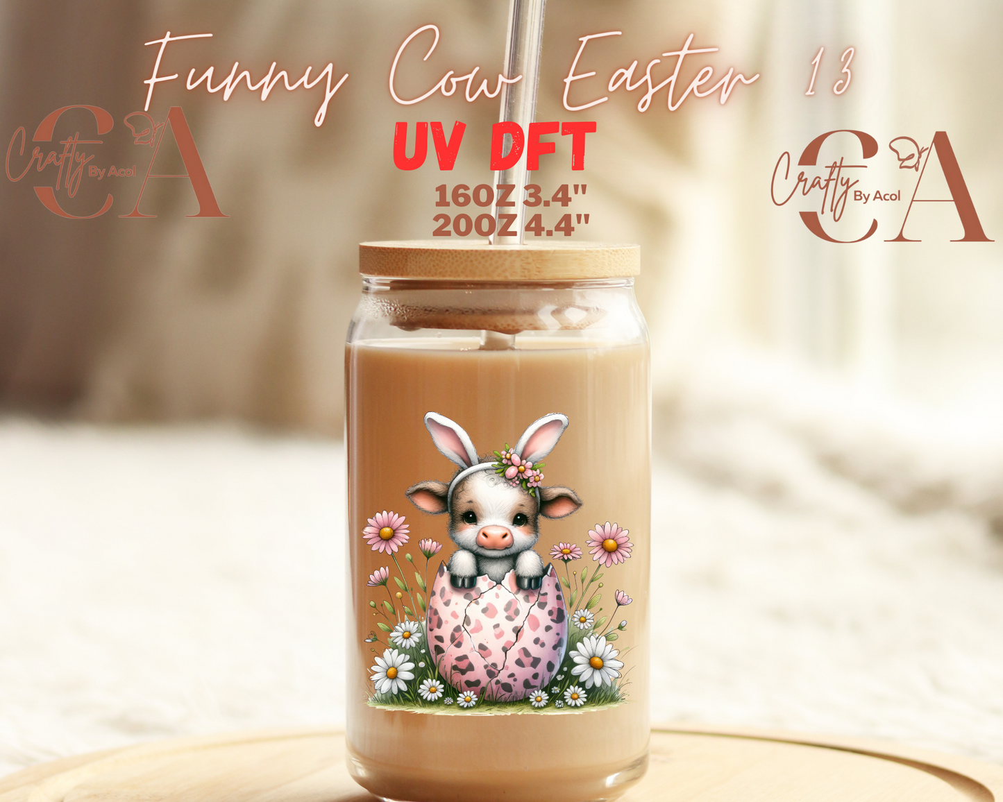 Funny Cow Easter Decal UV DFT Decal