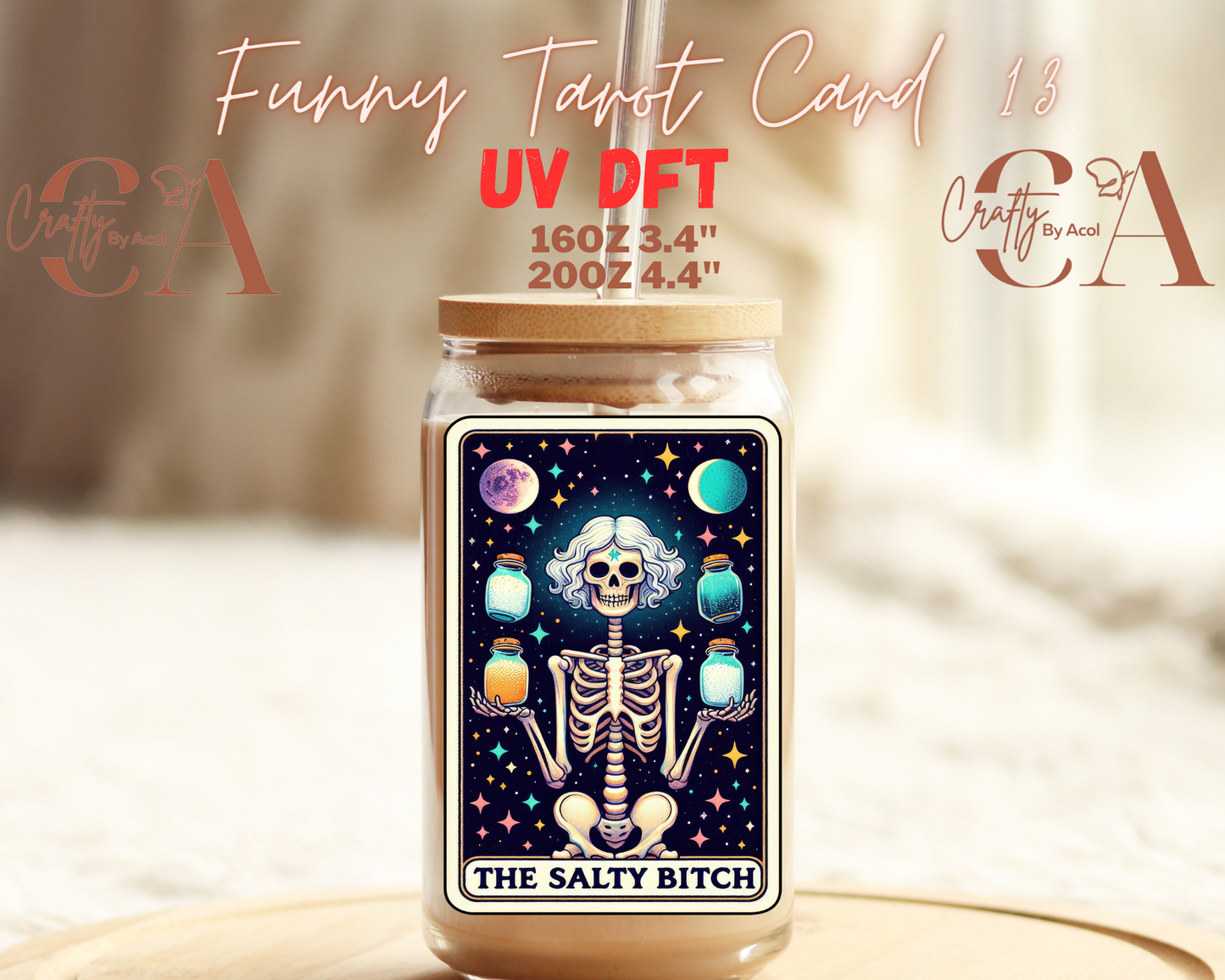 Funny Skeleton Tarot UV DFT Decal