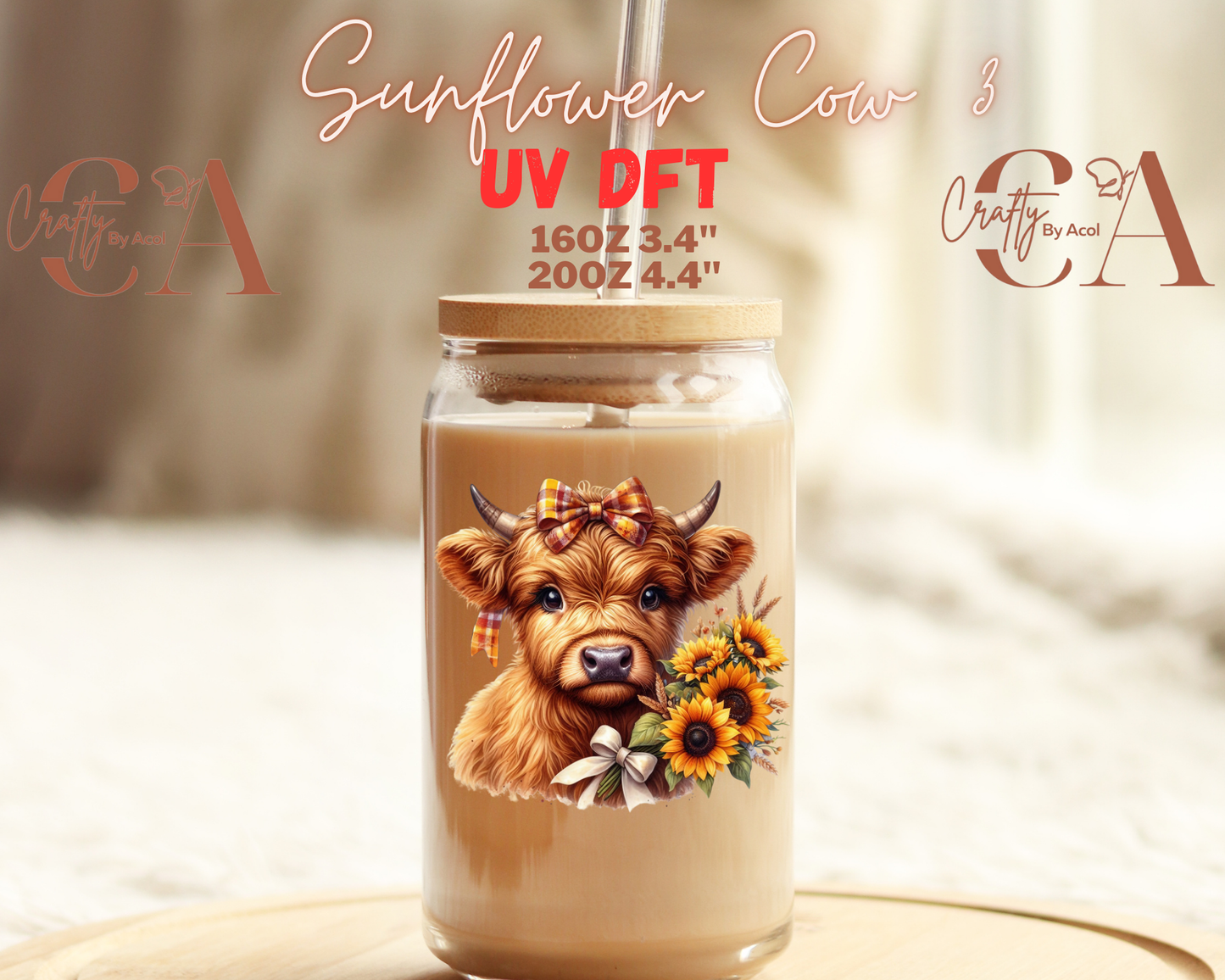 Cow Sunflower UV DFT Decal
