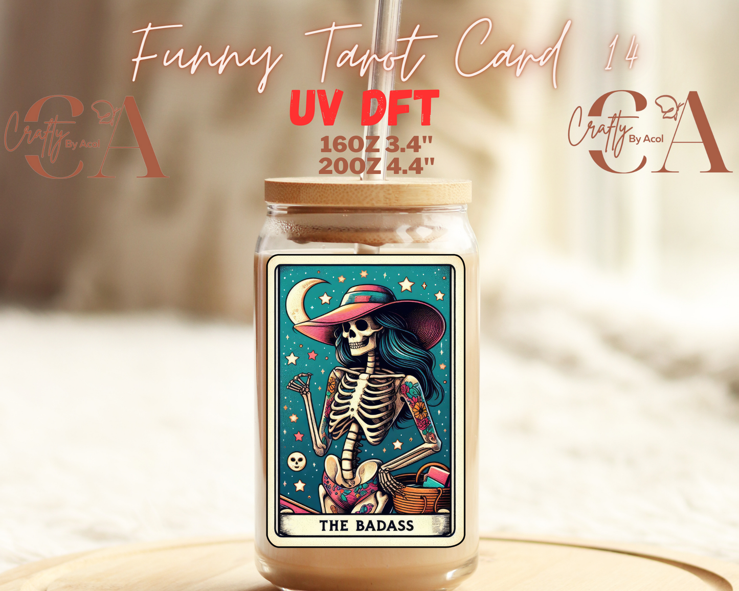 Funny Skeleton Tarot UV DFT Decal