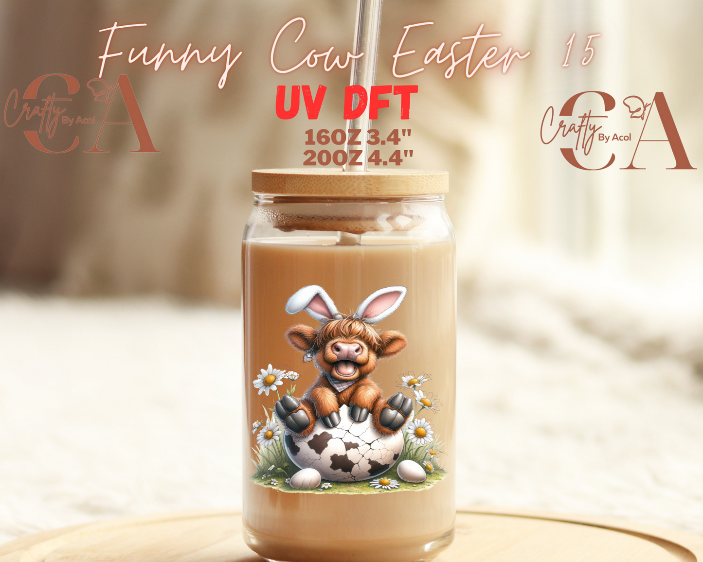 Funny Cow Easter Decal UV DFT Decal