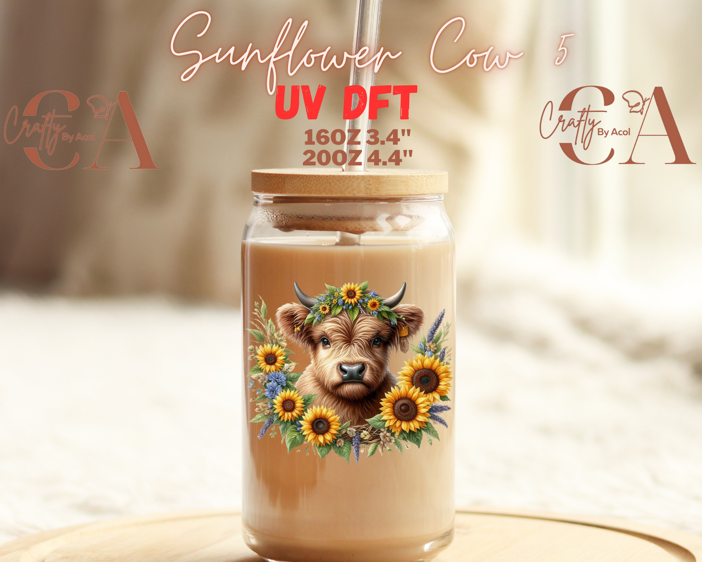 Cow Sunflower UV DFT Decal