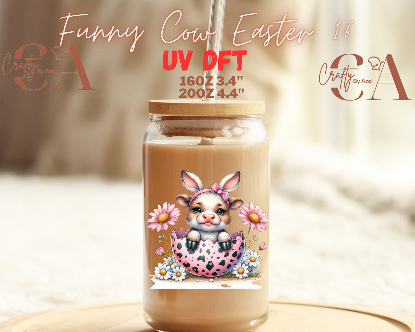 Funny Cow Easter Decal UV DFT Decal