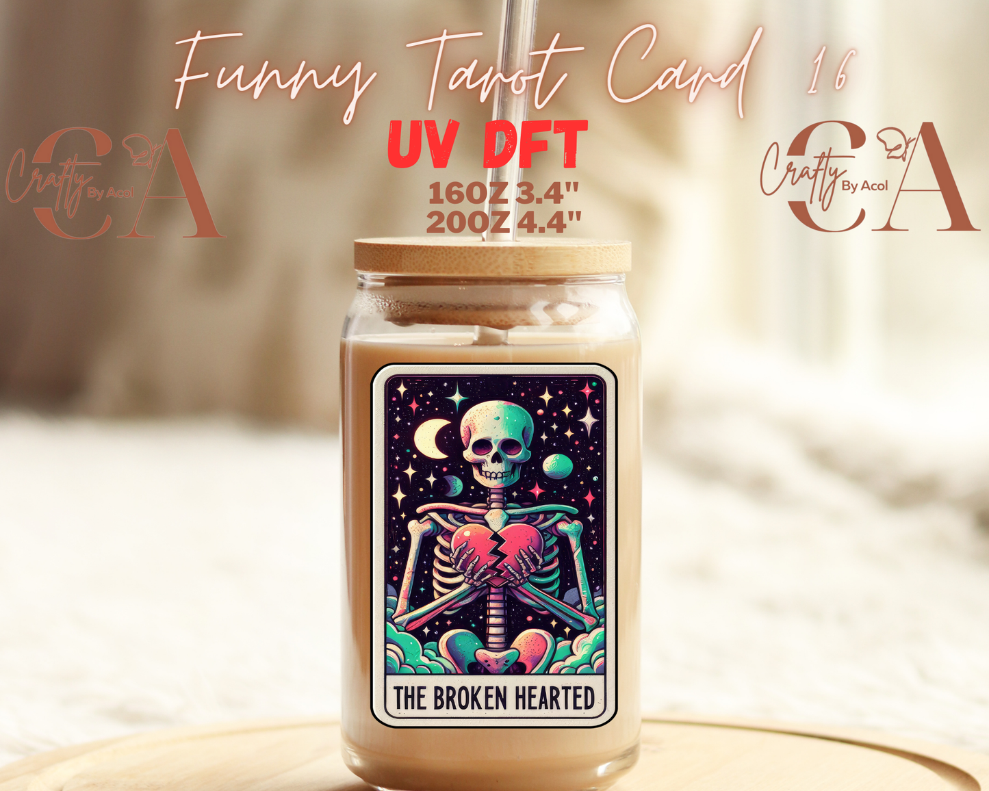 Funny Skeleton Tarot UV DFT Decal