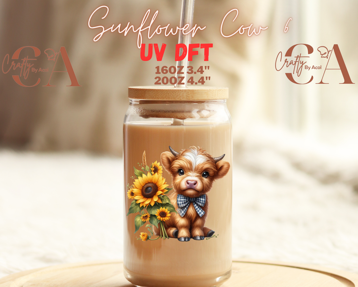Cow Sunflower UV DFT Decal