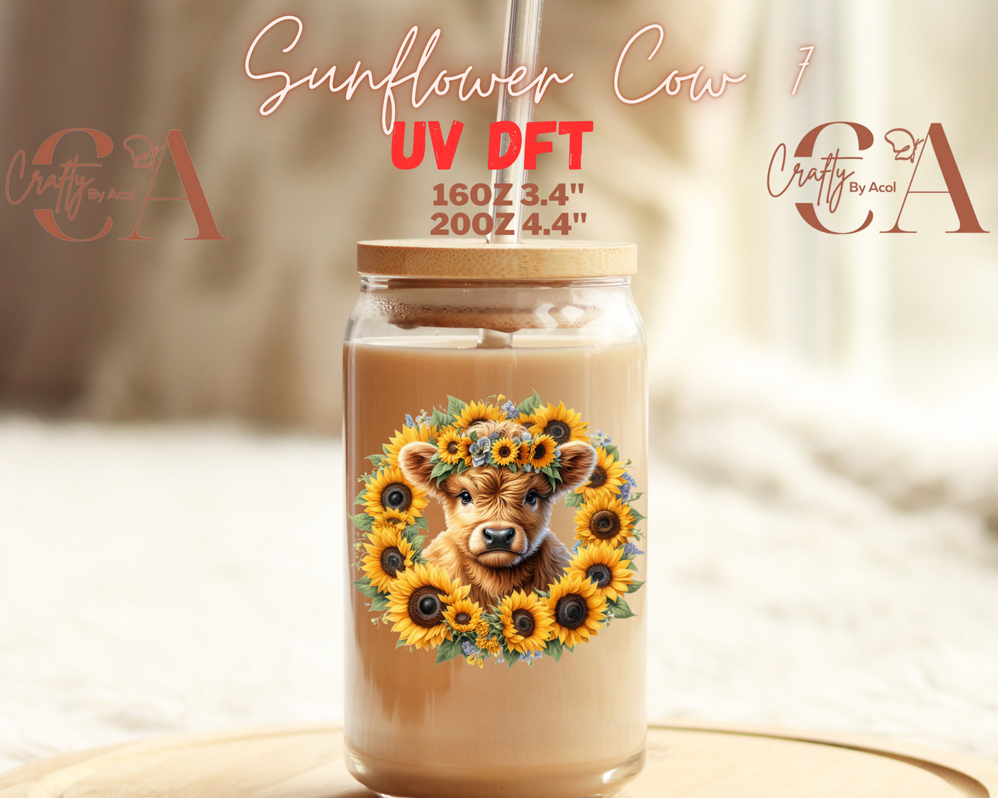 Cow Sunflower UV DFT Decal