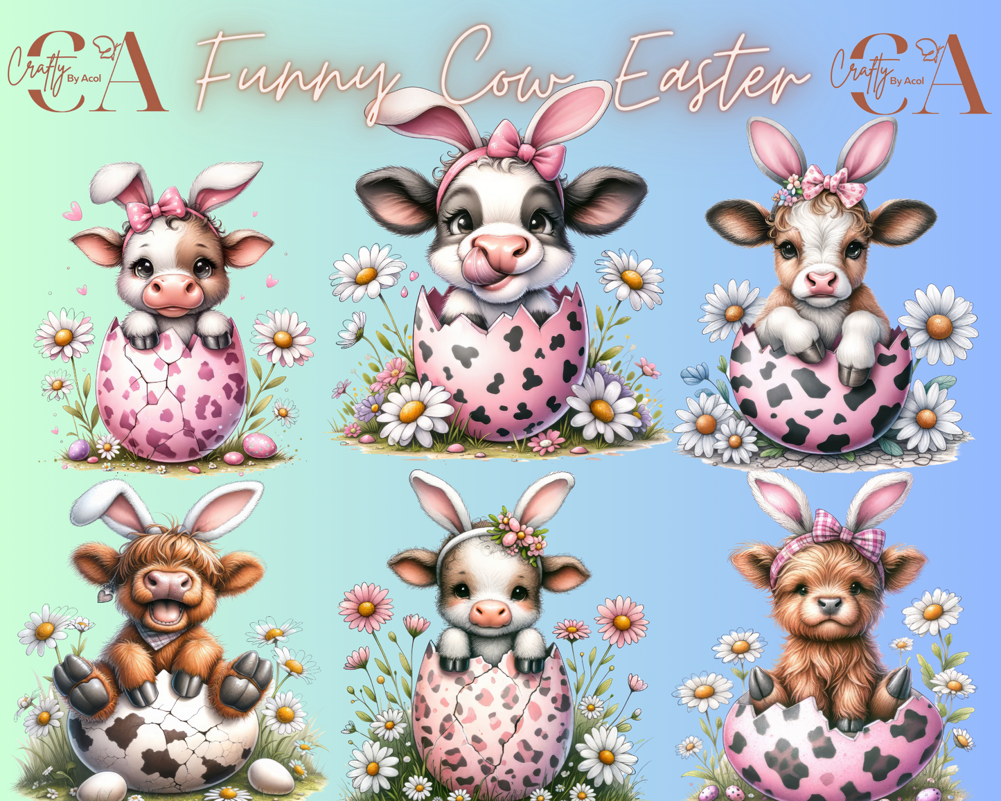 Funny Cow Easter Decal UV DFT Decal
