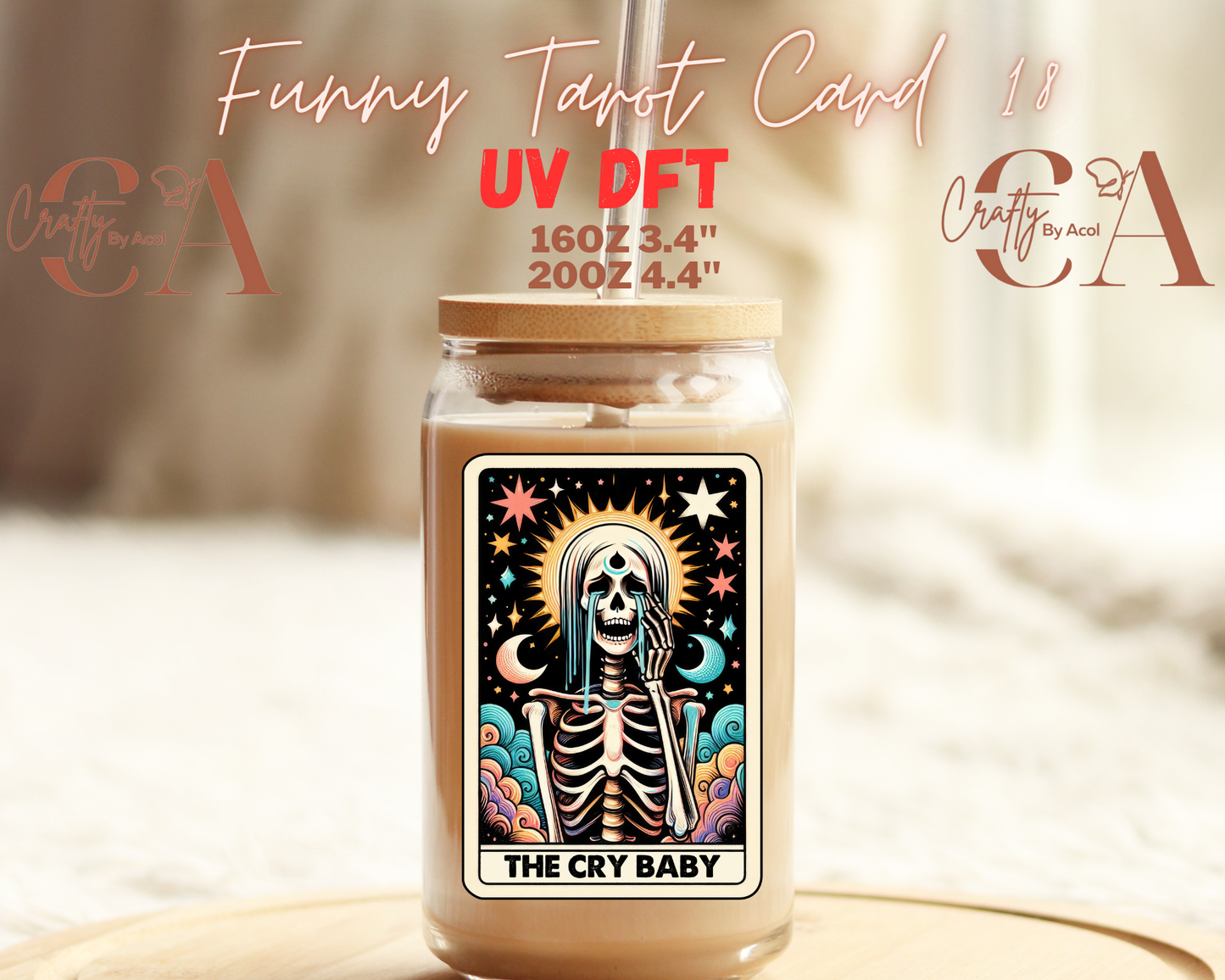 Funny Skeleton Tarot UV DFT Decal