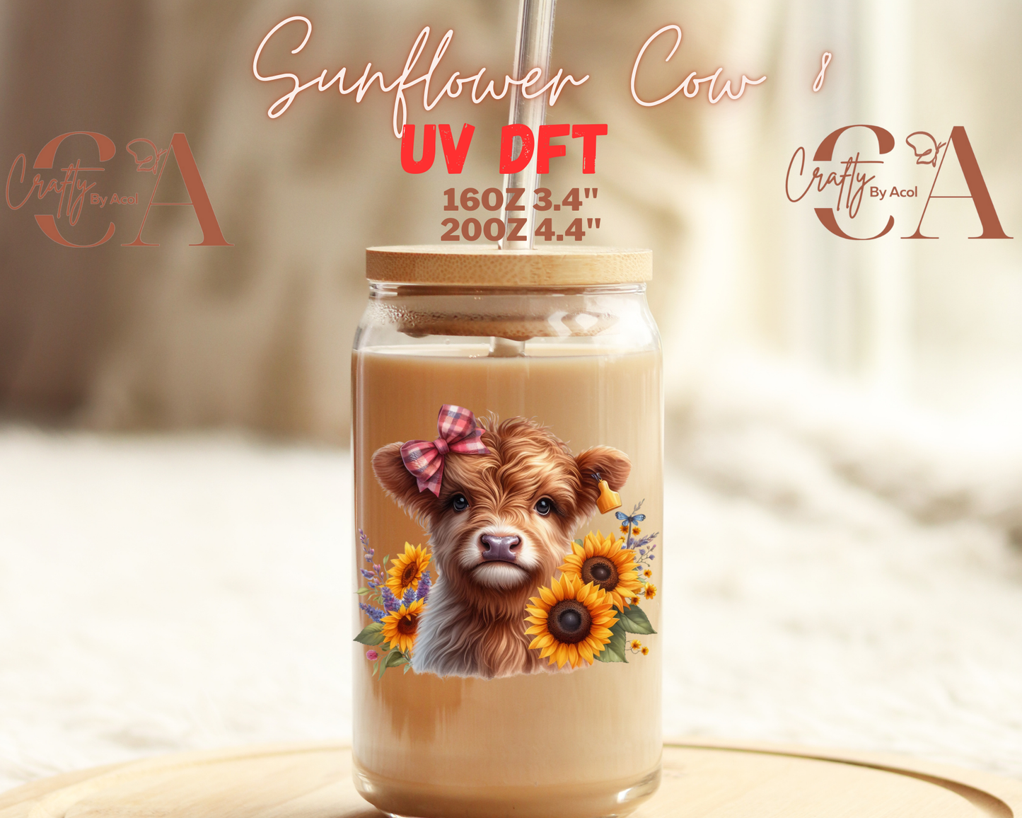 Cow Sunflower UV DFT Decal