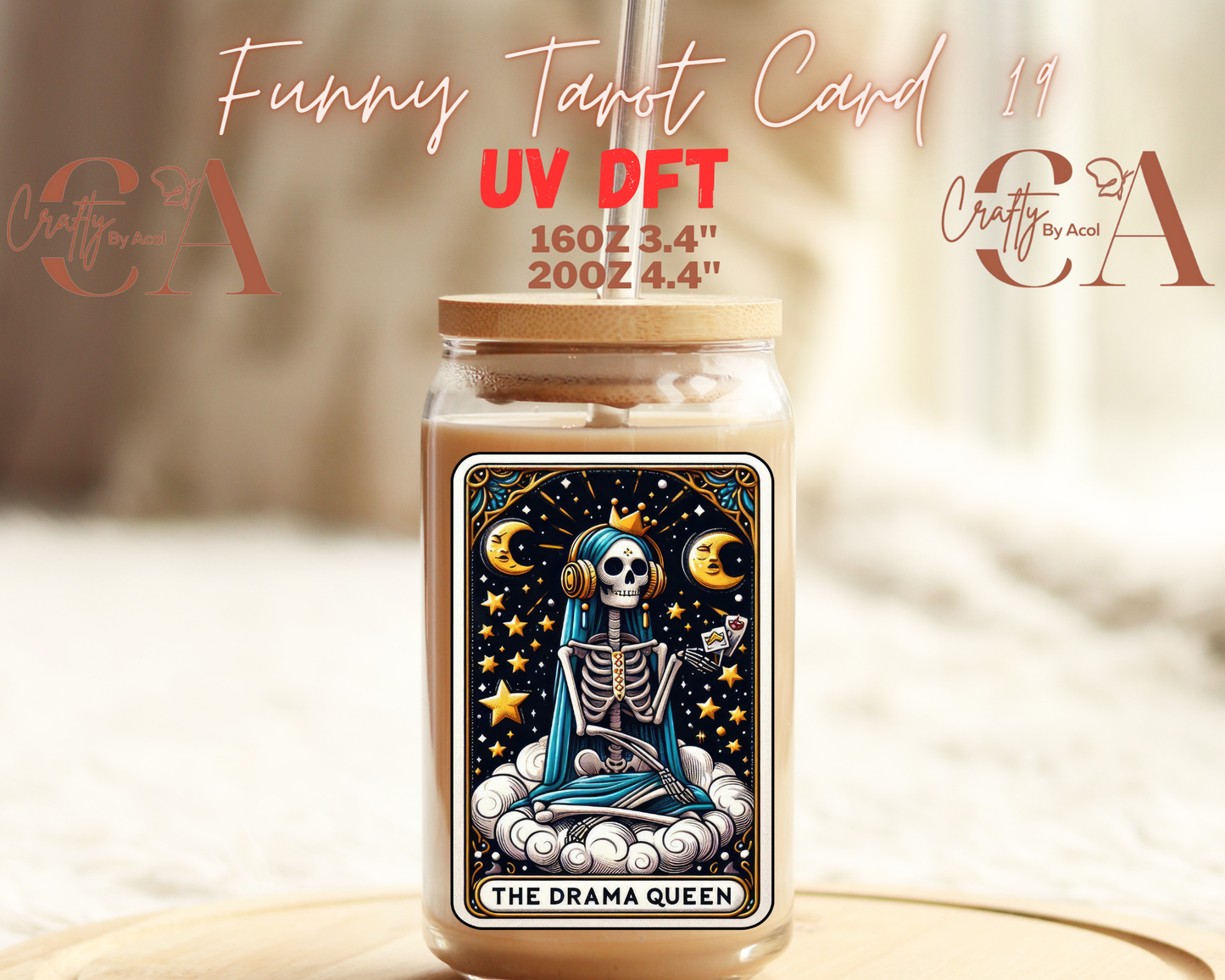 Funny Skeleton Tarot UV DFT Decal