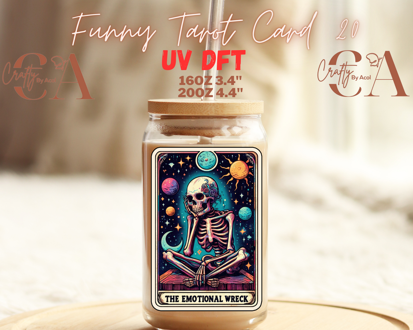 Funny Skeleton Tarot UV DFT Decal