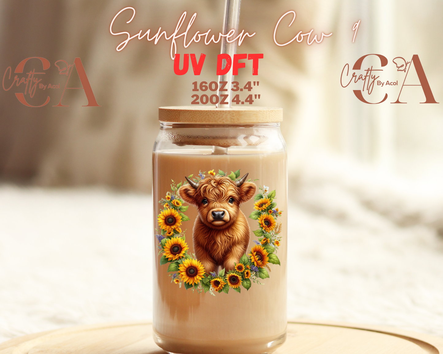 Cow Sunflower UV DFT Decal