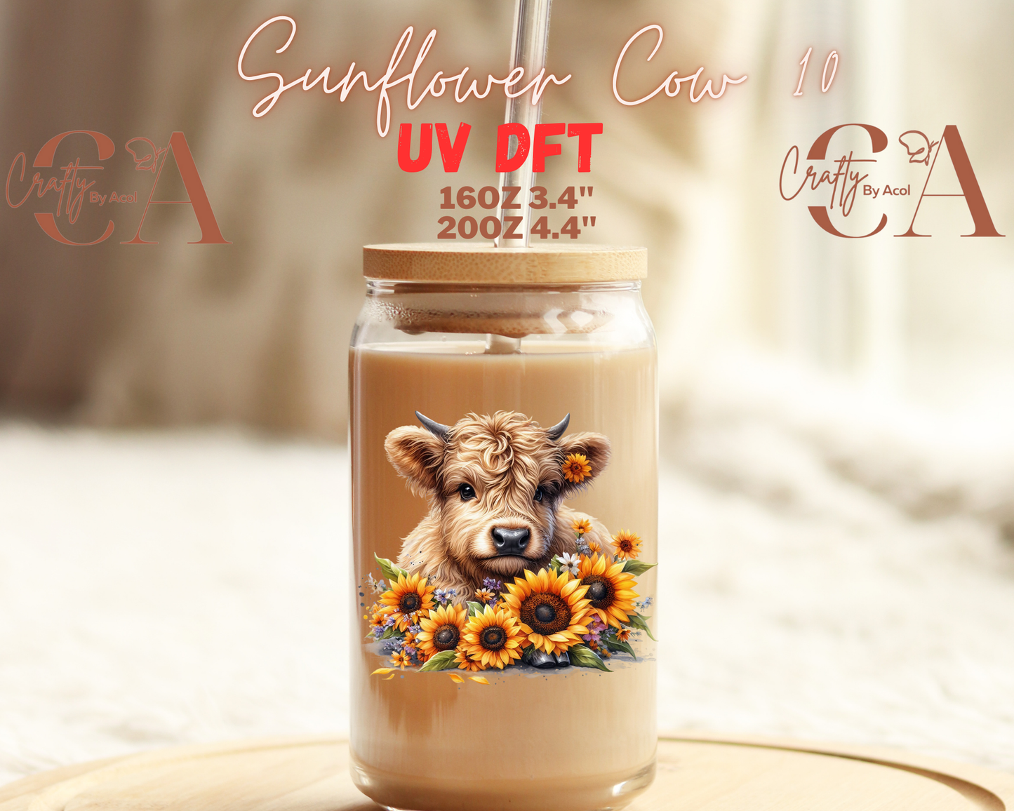 Cow Sunflower UV DFT Decal