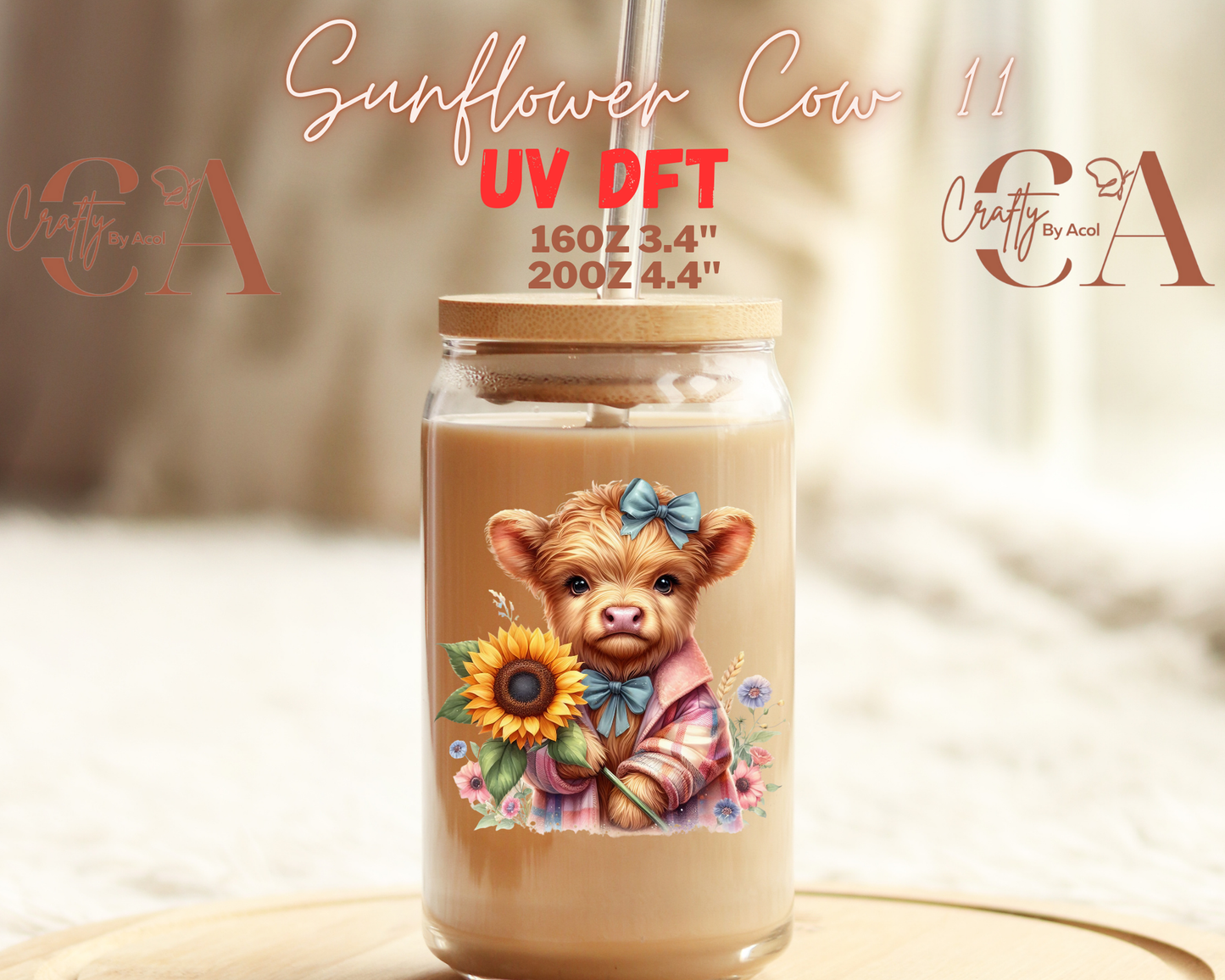 Cow Sunflower UV DFT Decal