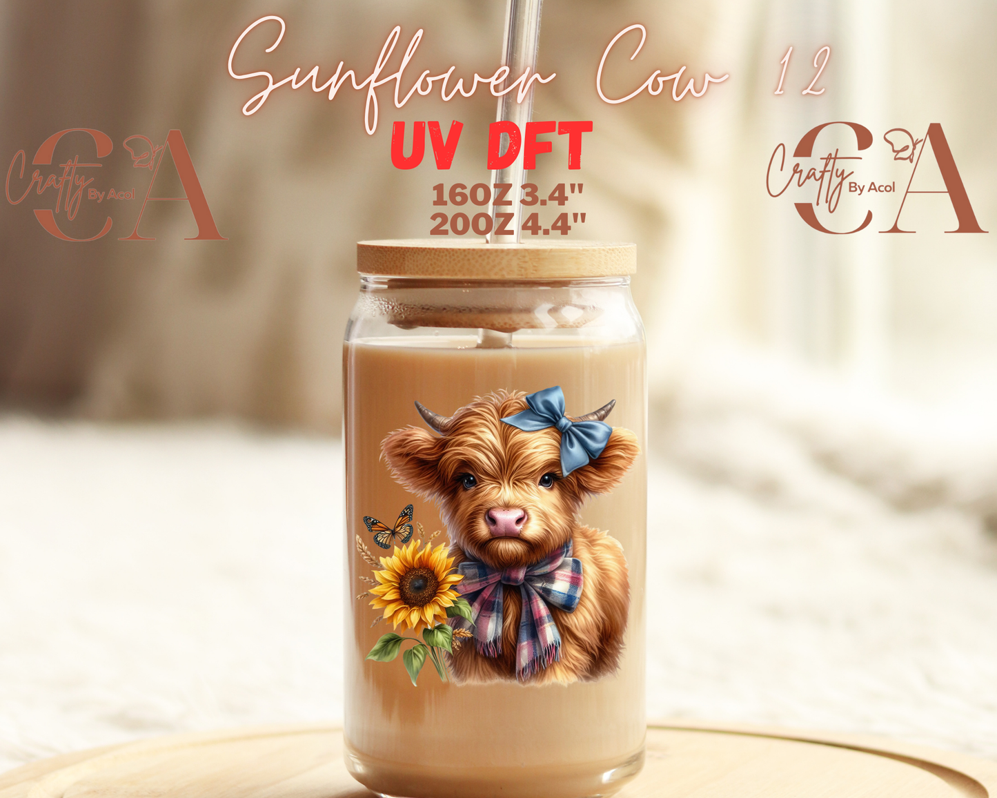Cow Sunflower UV DFT Decal