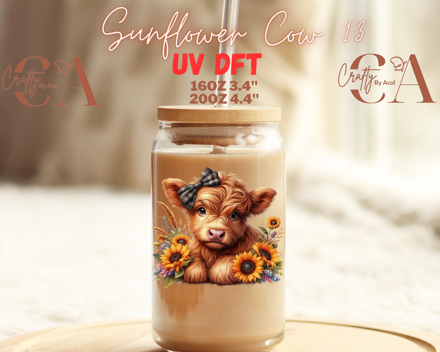 Cow Sunflower UV DFT Decal