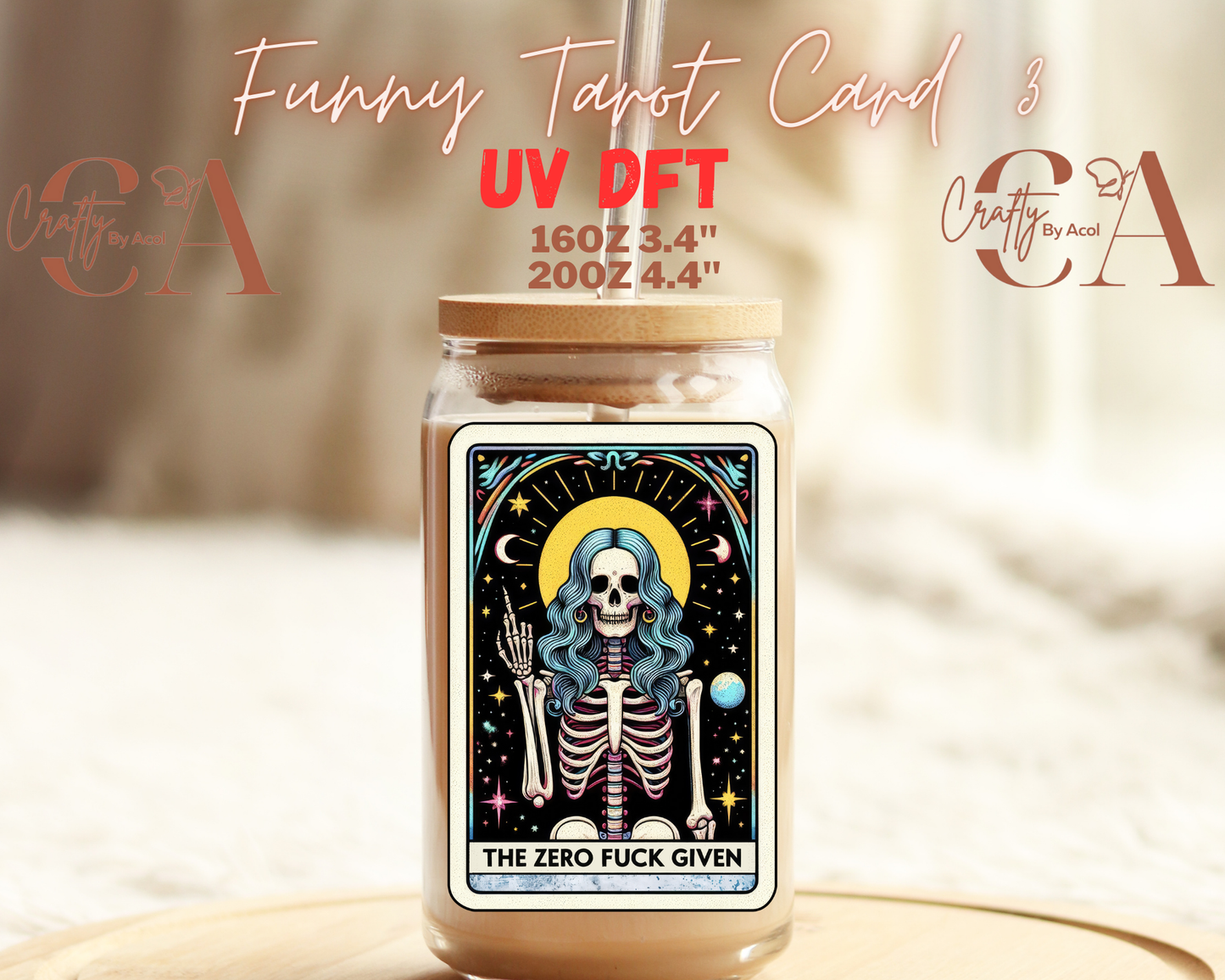 Funny Skeleton Tarot UV DFT Decal