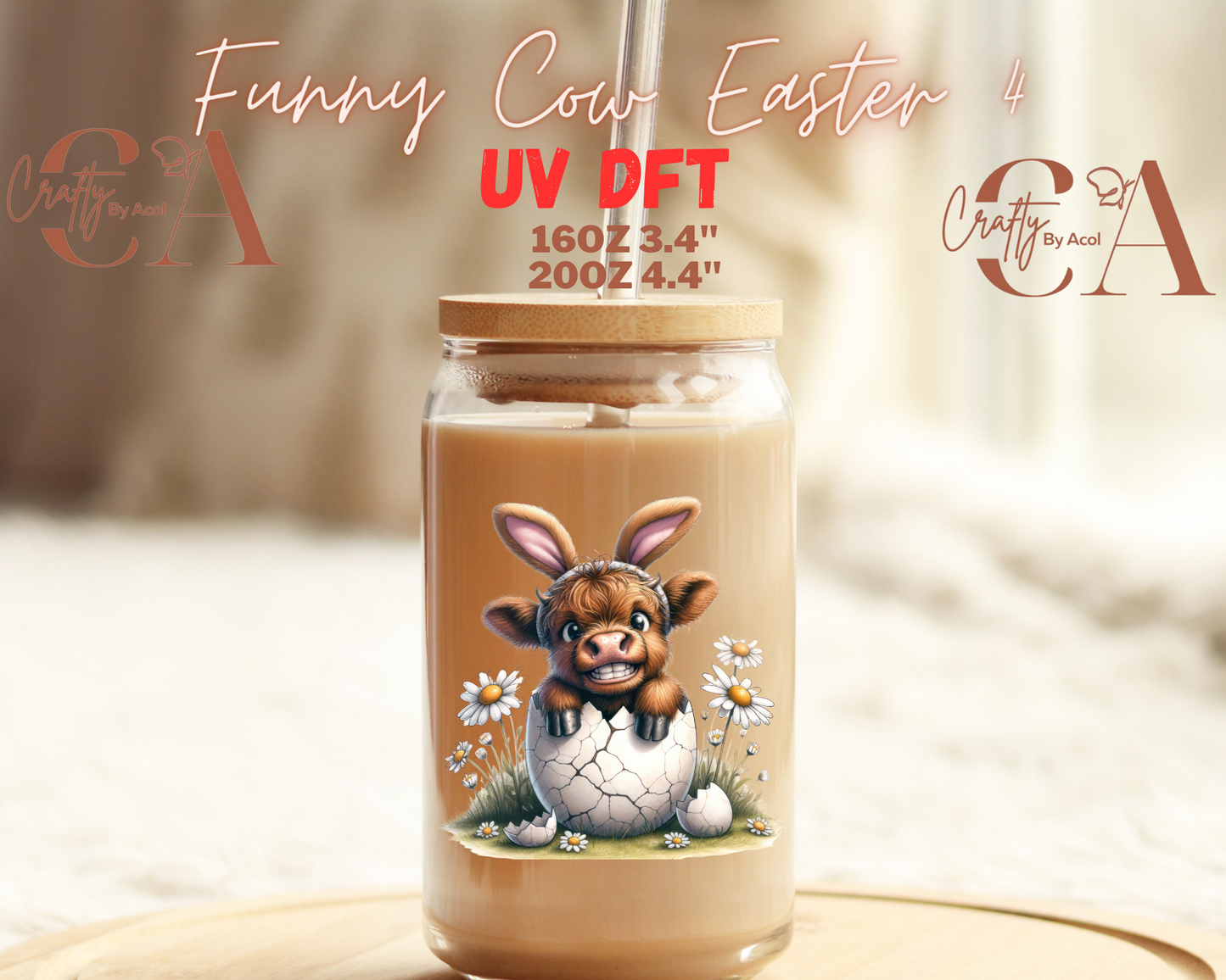 Funny Cow Easter Decal UV DFT Decal