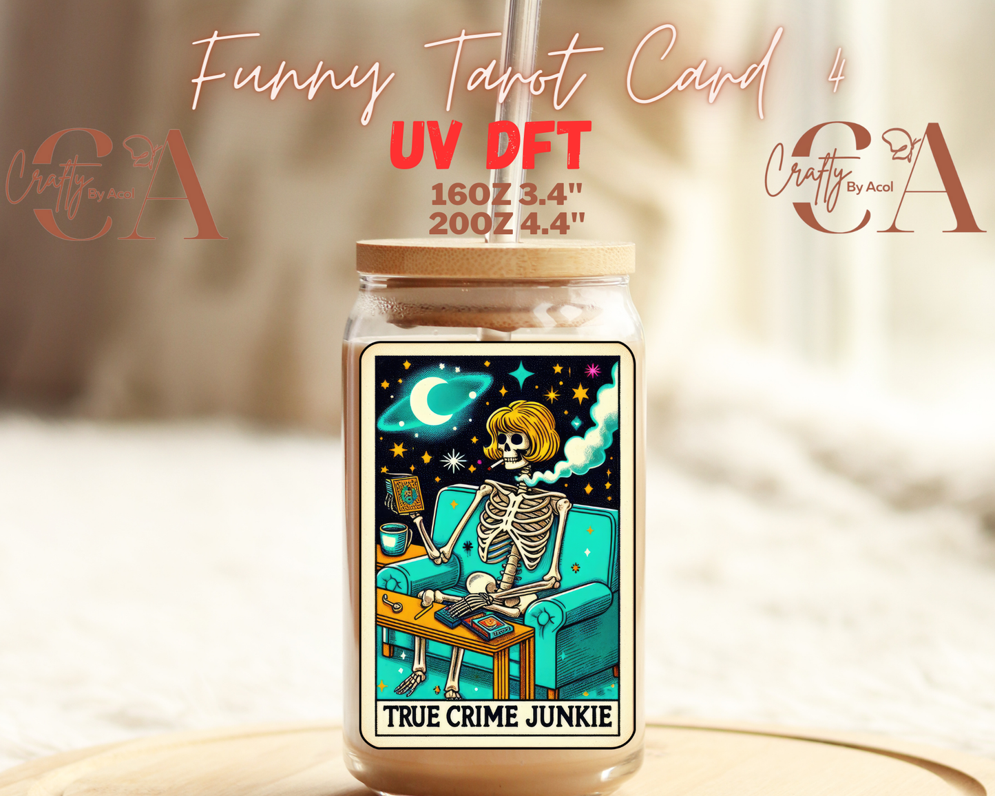 Funny Skeleton Tarot UV DFT Decal