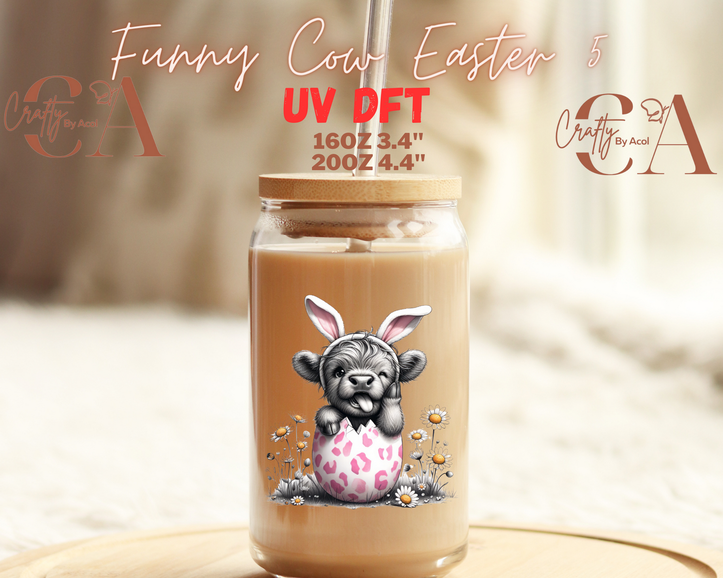 Funny Cow Easter Decal UV DFT Decal