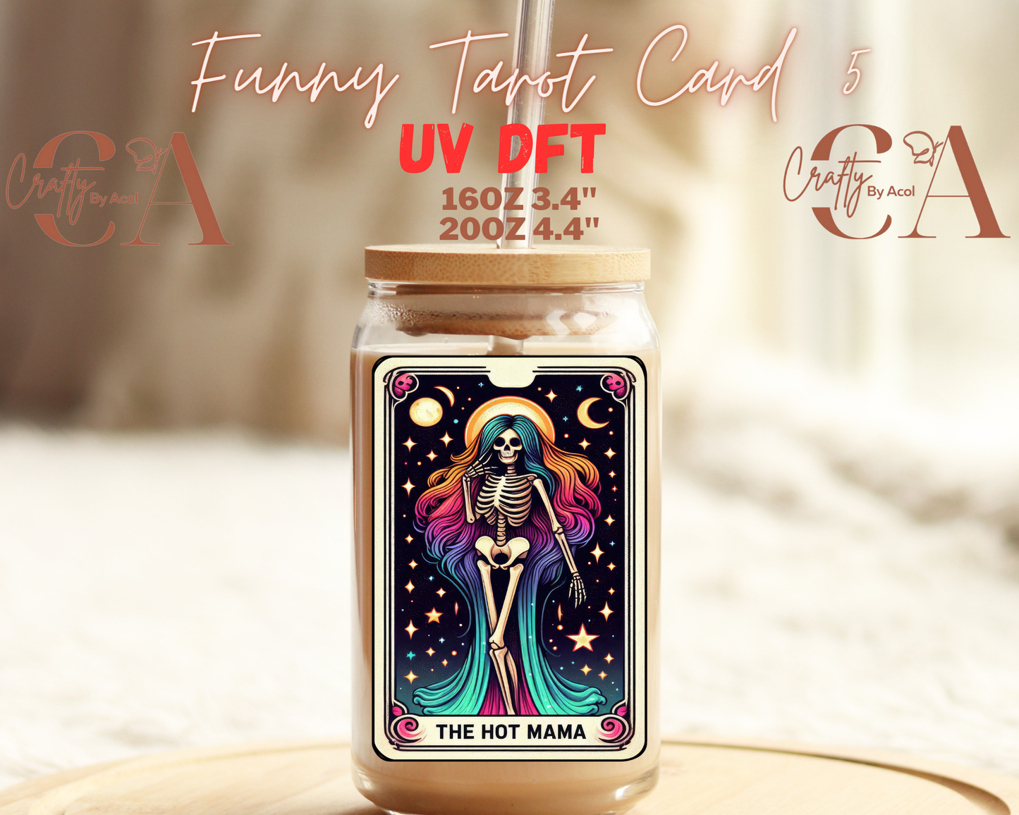 Funny Skeleton Tarot UV DFT Decal