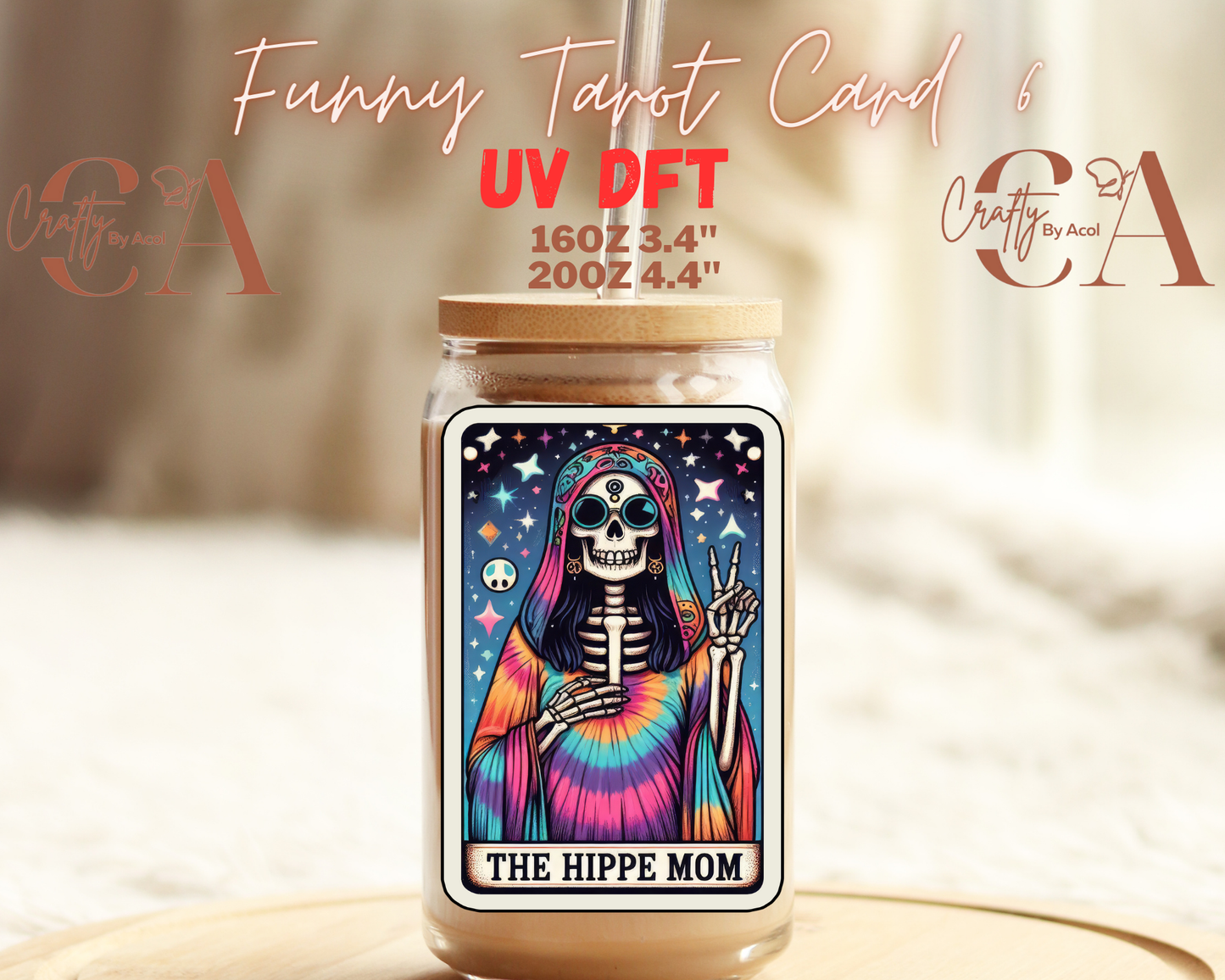 Funny Skeleton Tarot UV DFT Decal