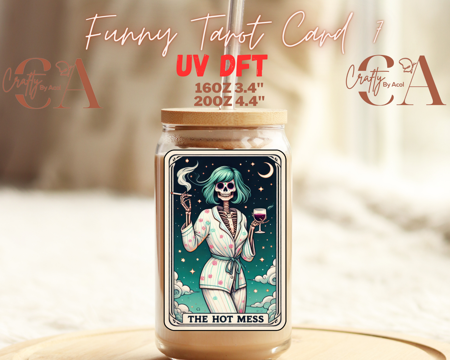 Funny Skeleton Tarot UV DFT Decal