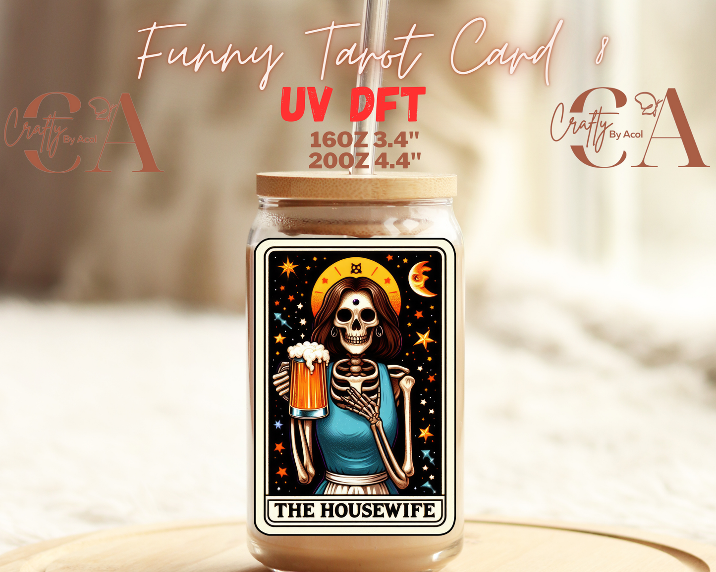Funny Skeleton Tarot UV DFT Decal