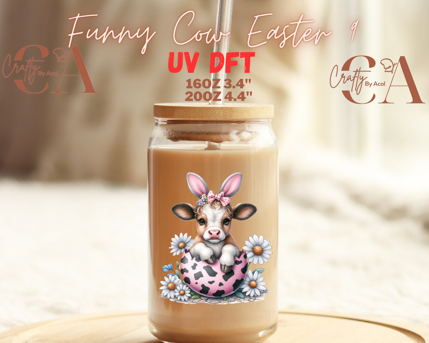 Funny Cow Easter Decal UV DFT Decal