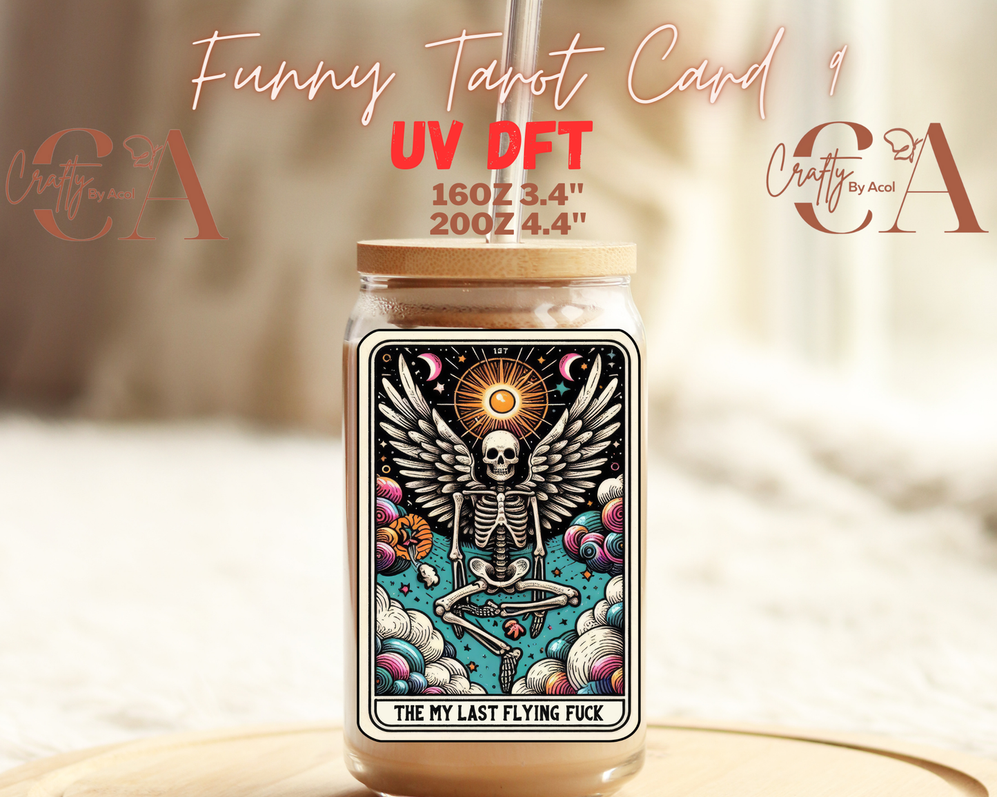 Funny Skeleton Tarot UV DFT Decal