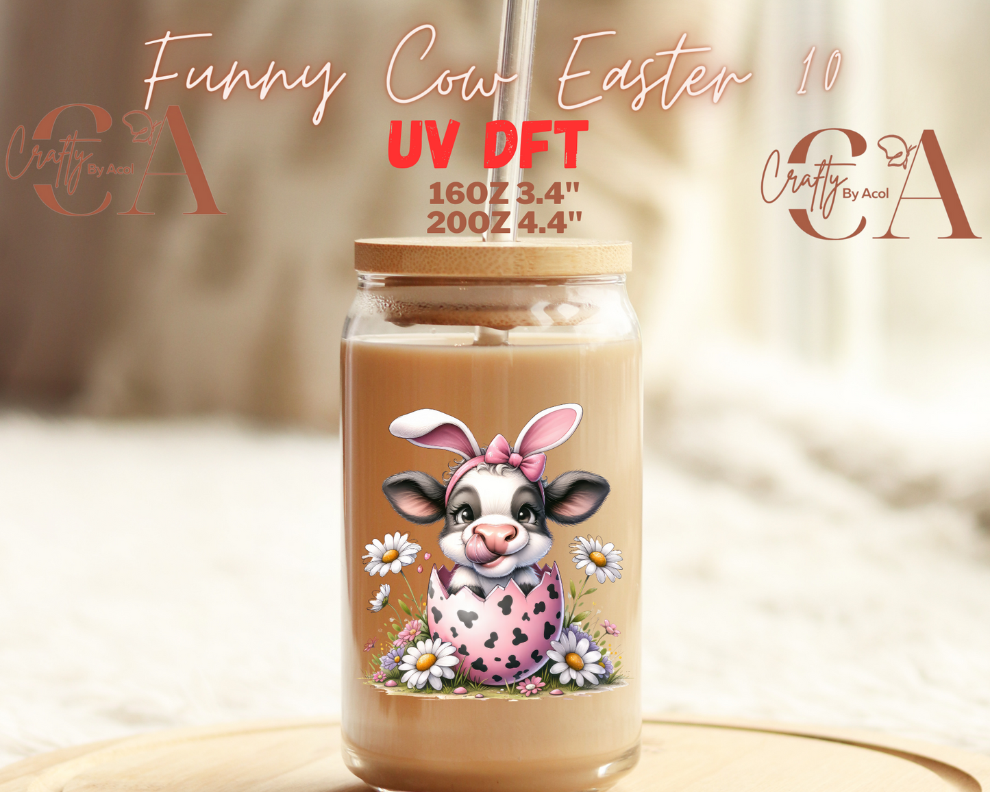 Funny Cow Easter Decal UV DFT Decal