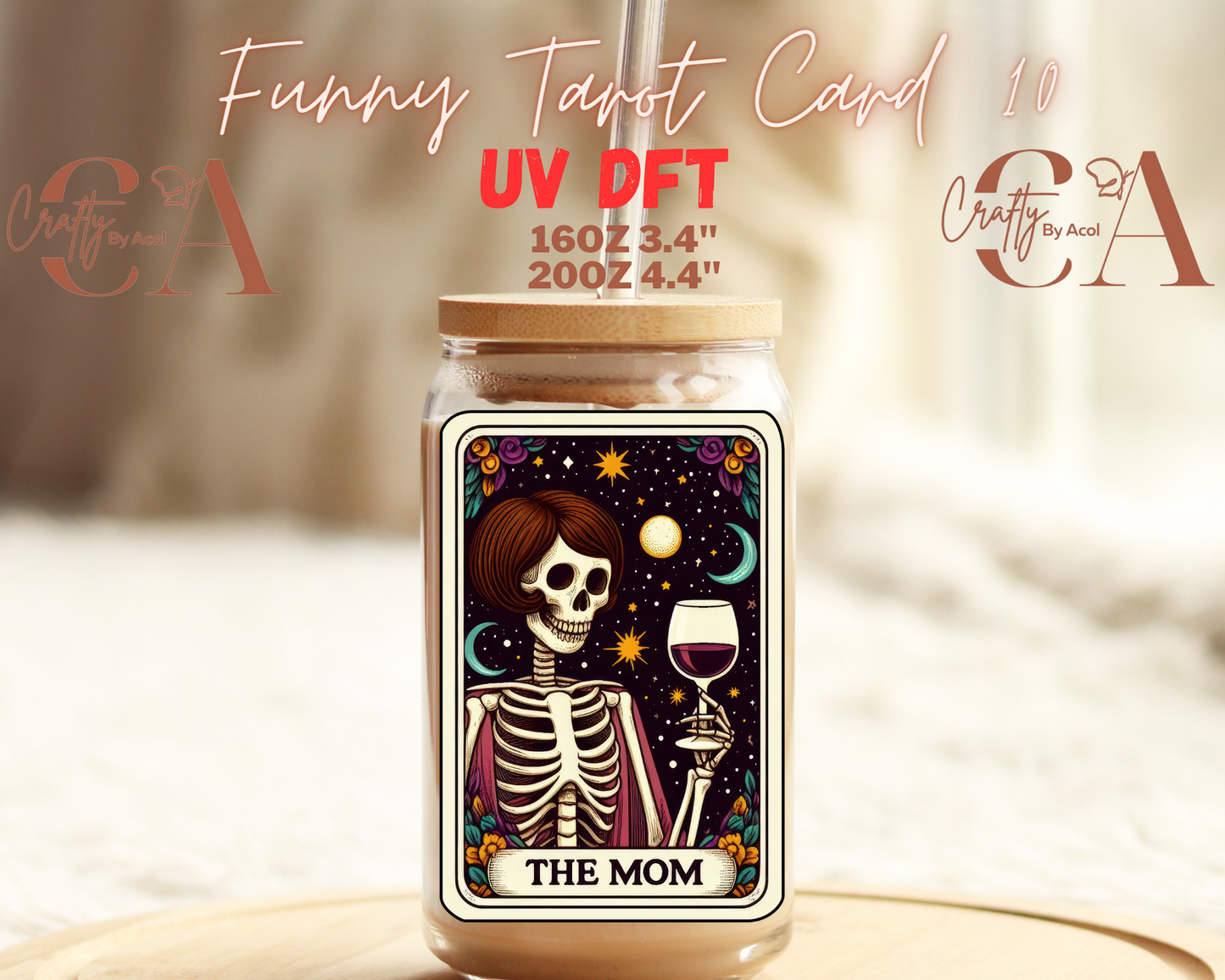Funny Skeleton Tarot UV DFT Decal