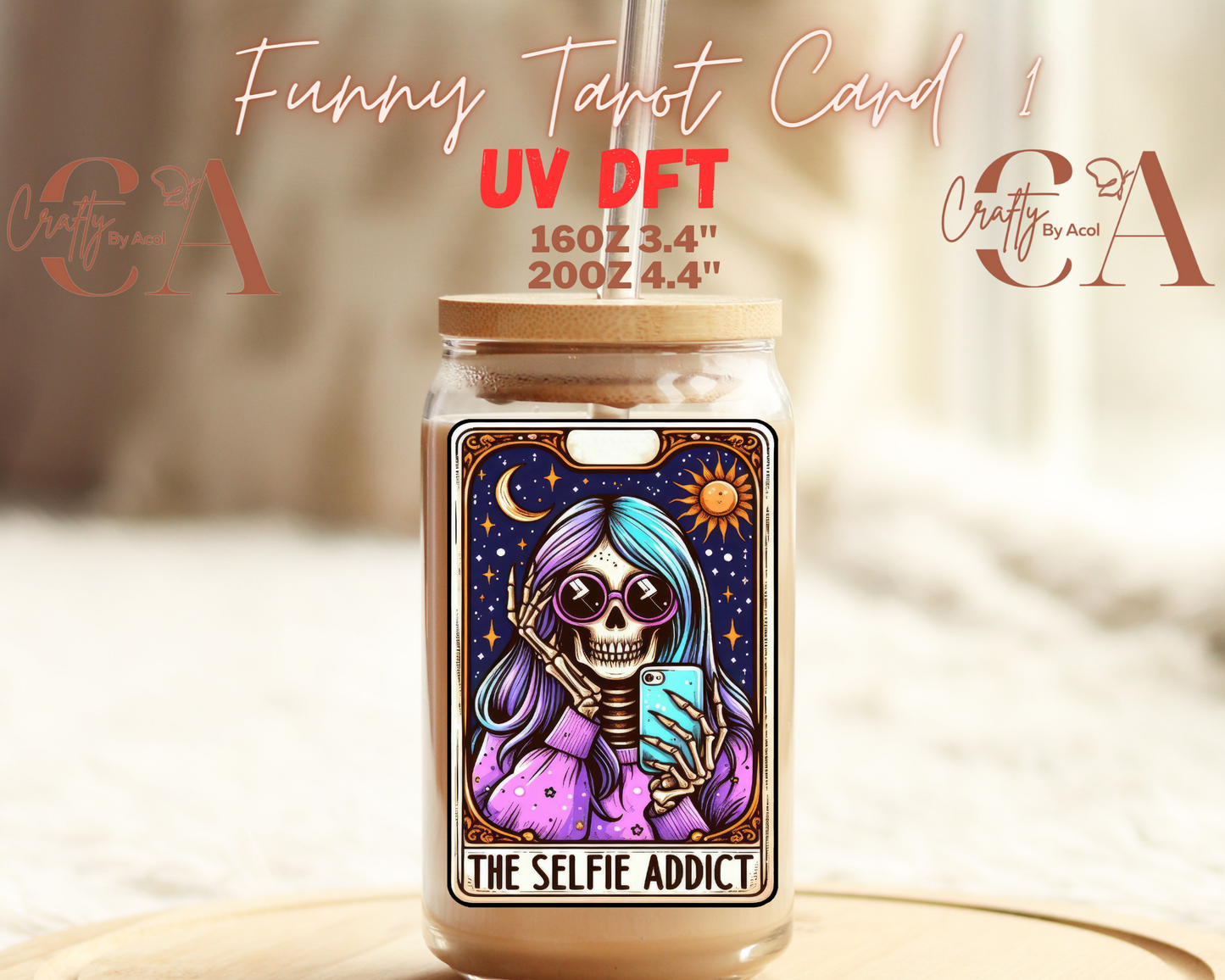 Funny Skeleton Tarot UV DFT Decal