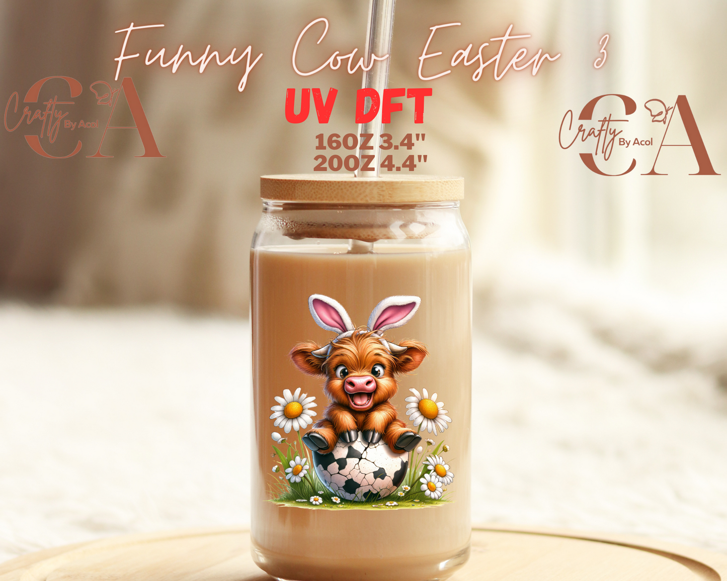 Funny Cow Easter Decal UV DFT Decal