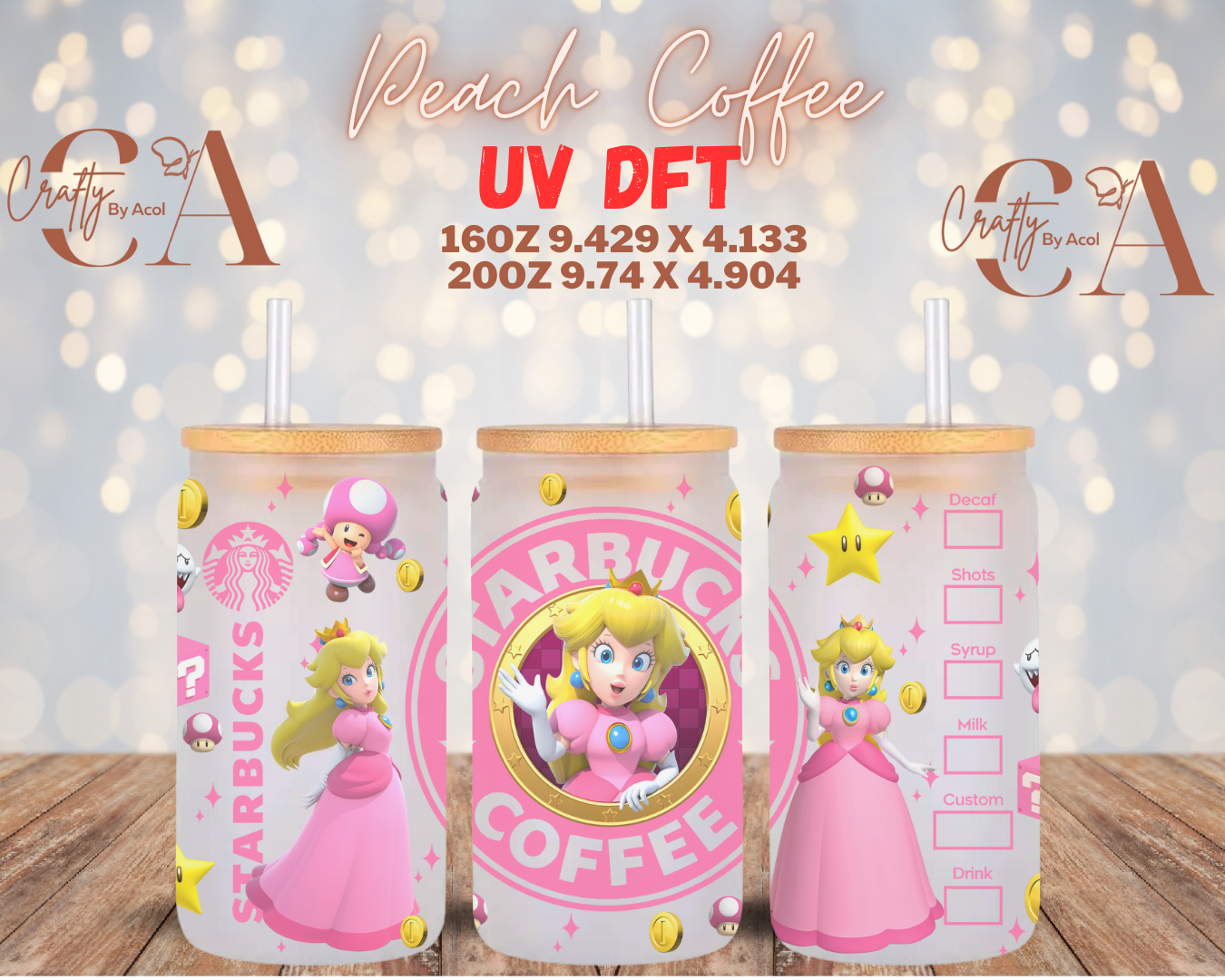 Peach Coffee UV DFT Cup Wrap