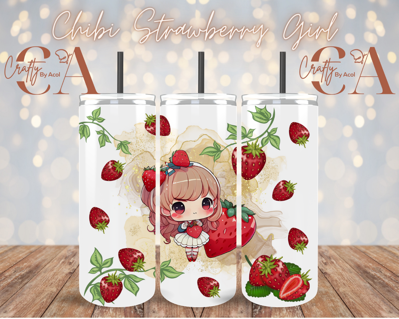 Chibi Strawberry Girl Vinyl Can Wrap