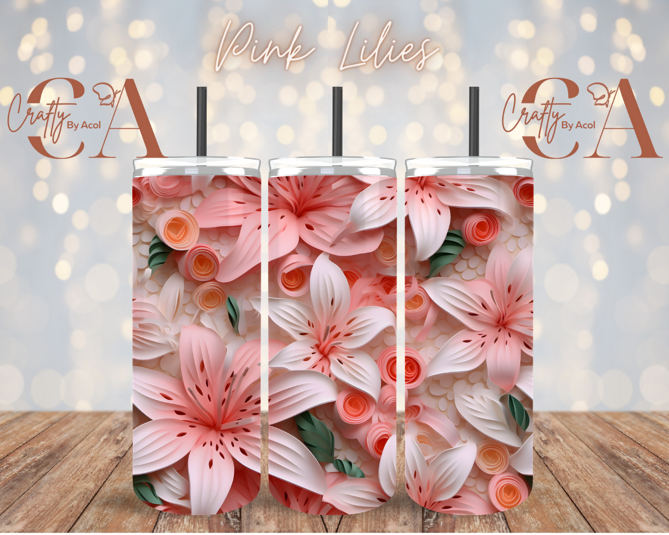 Pink Lilies 3d Vinyl Can Wrap