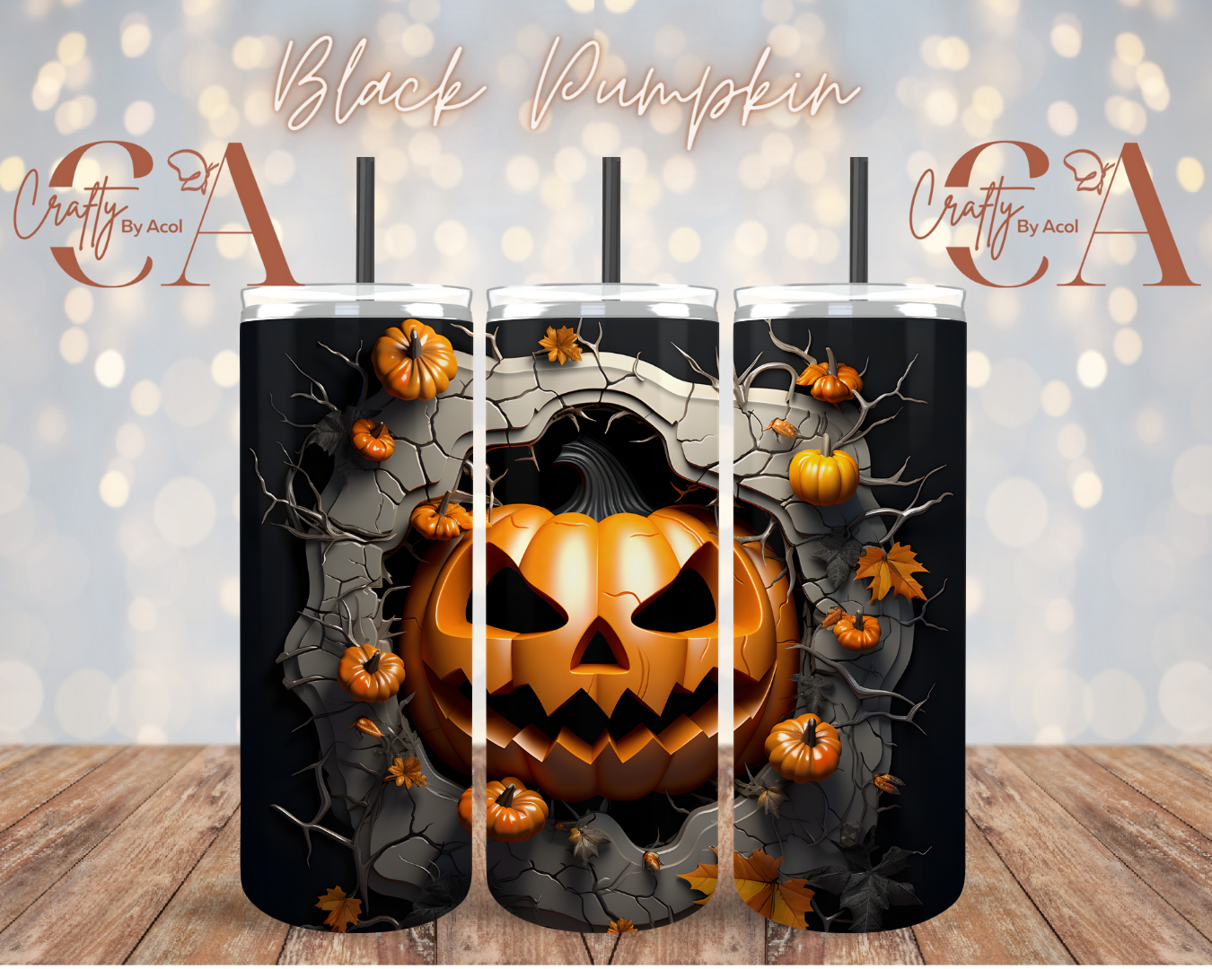 Black Pumpkin 3d Vinyl Can Wrap
