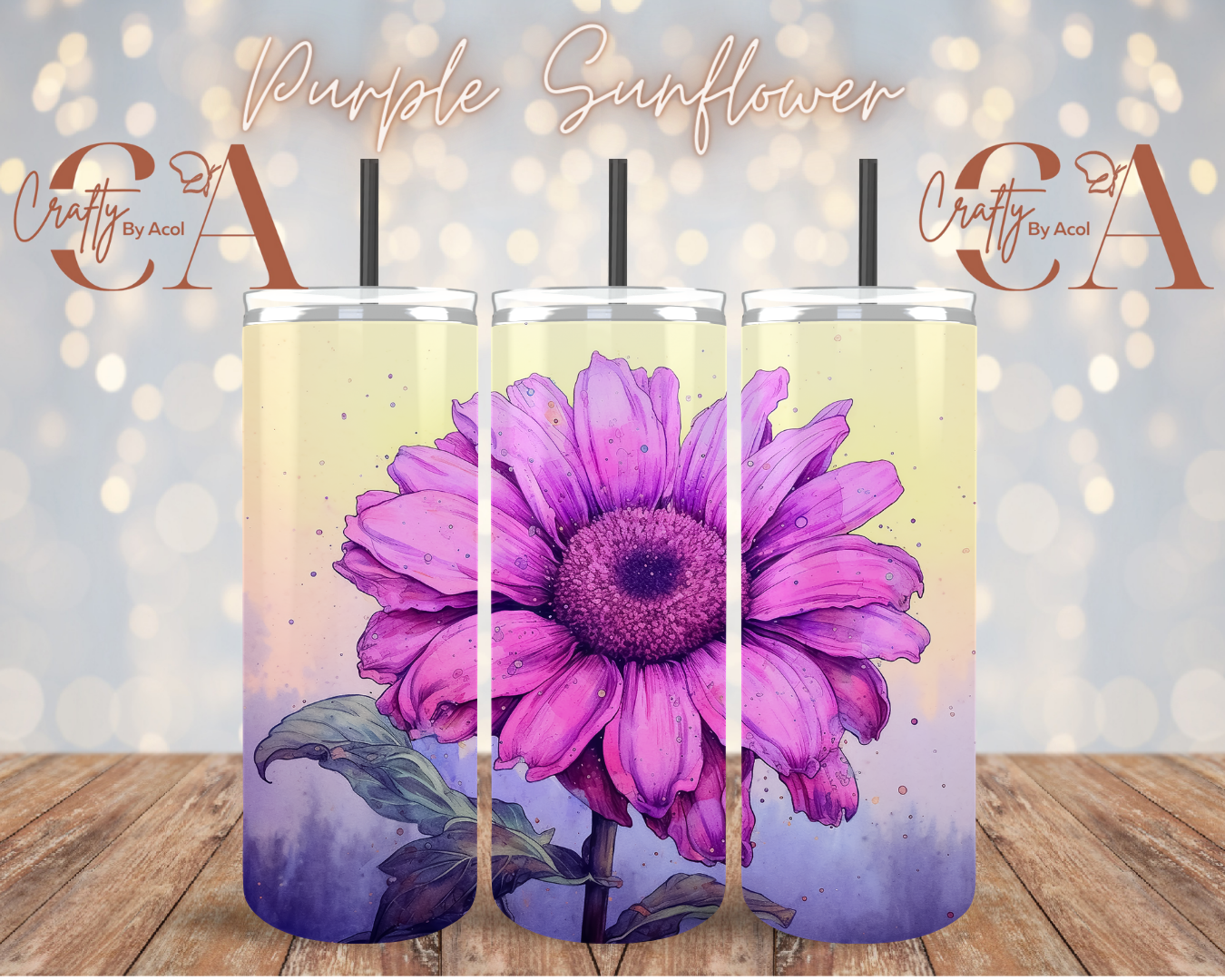 Purple  Sunflower 3d Vinyl Can Wrap