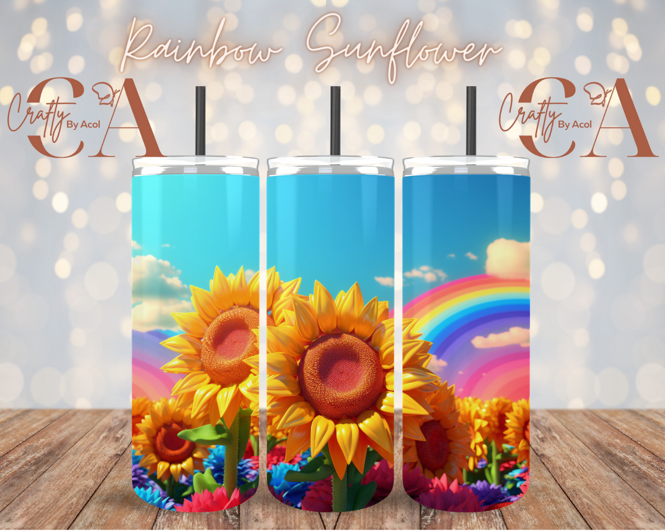 Rainbow Sunflower 3d Vinyl Can Wrap