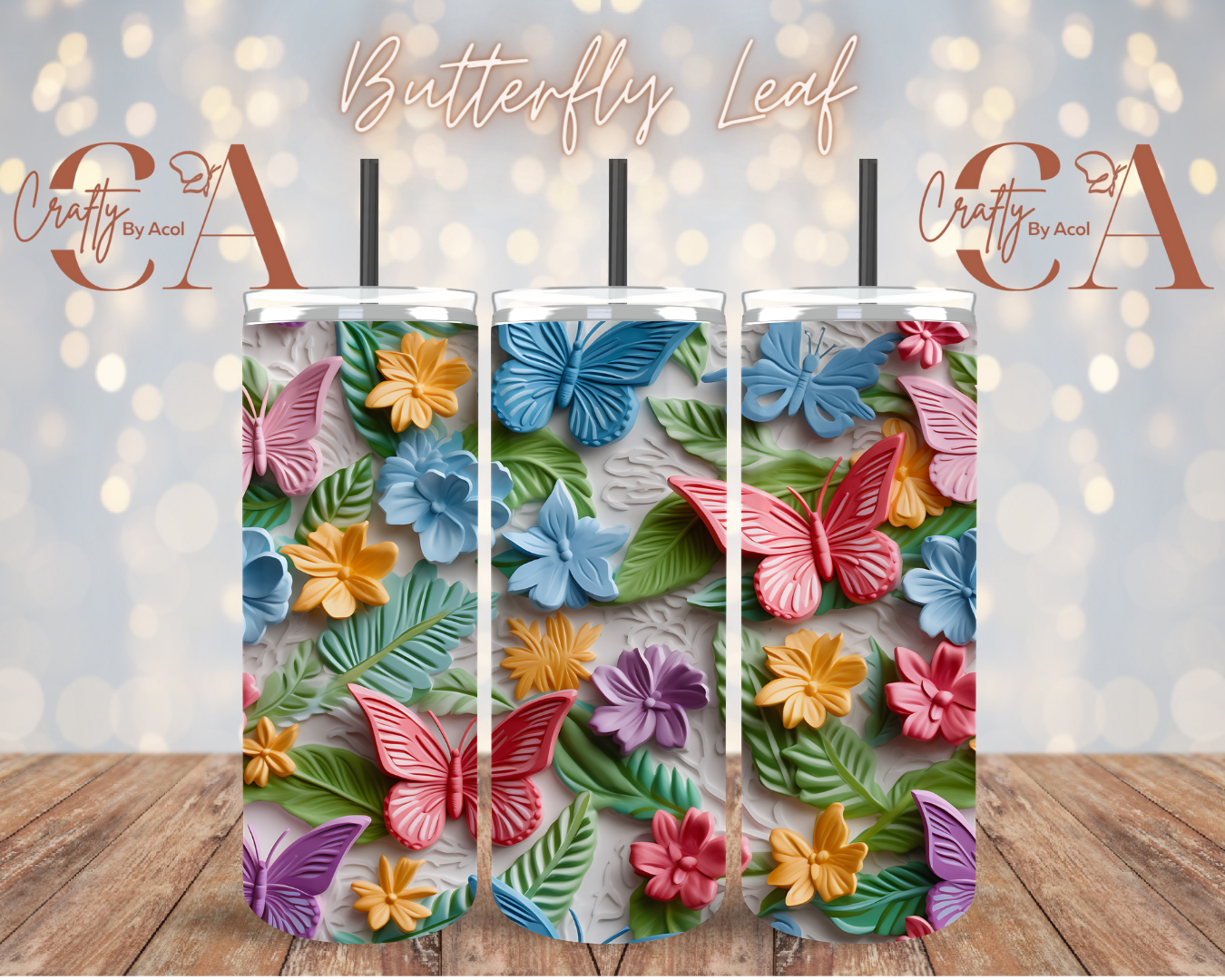 Butterfly Leaf 3d Vinyl Can Wrap