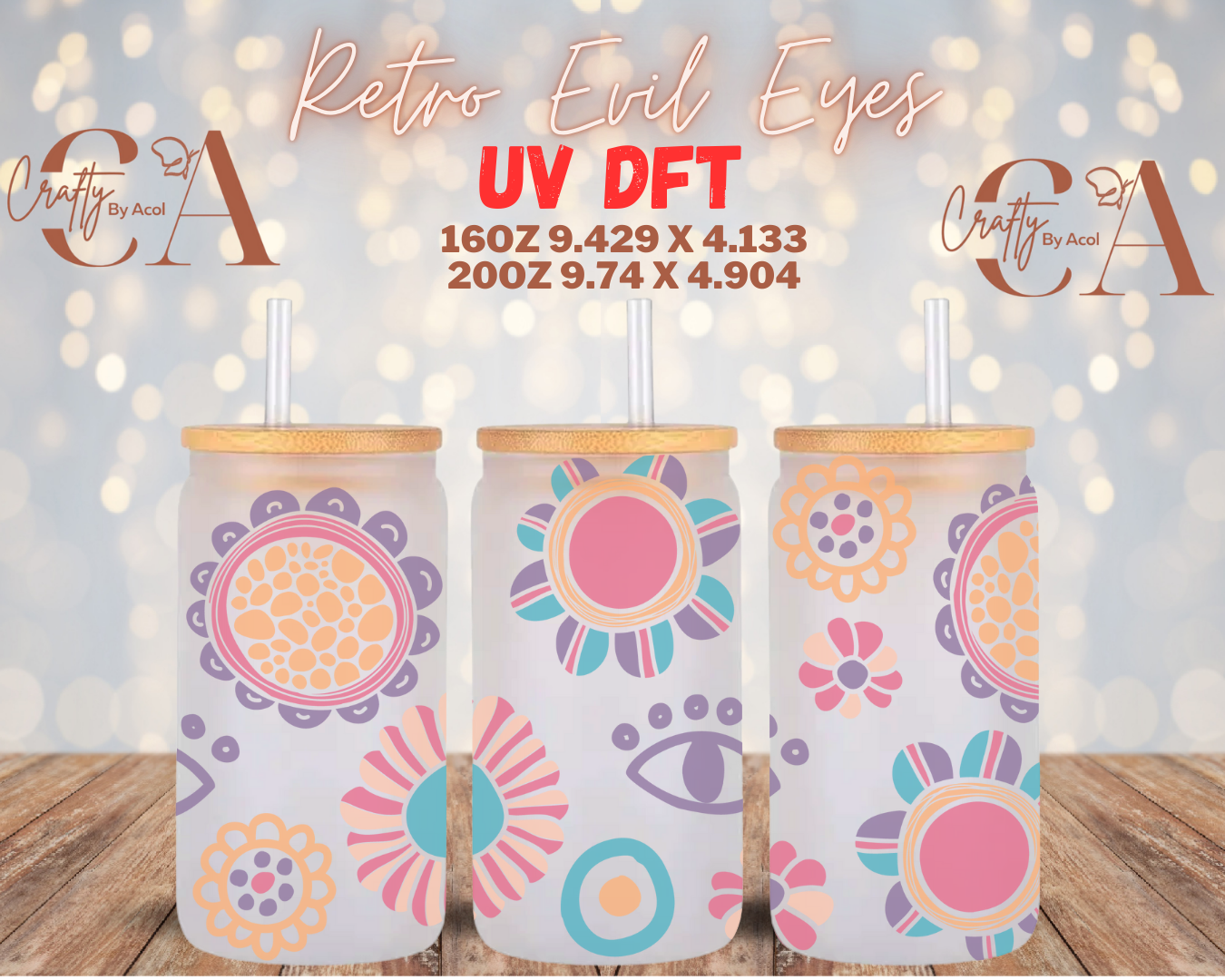 Retro Evil Eyes UV DFT Cup Wrap