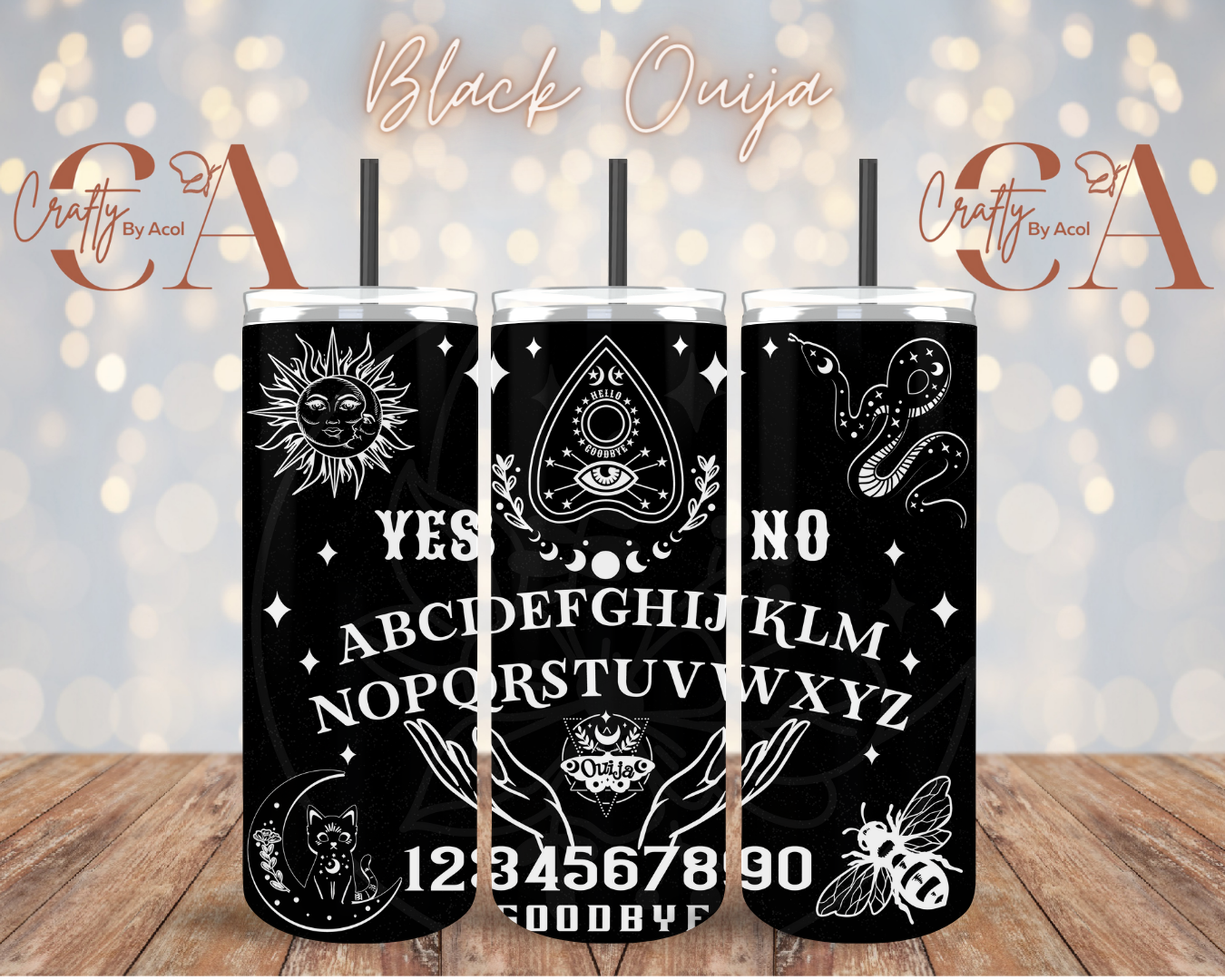 Black Ouija Vinyl Can Wrap