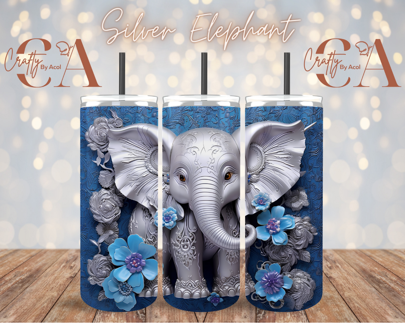 Silver Elephant 3d Vinyl Can Wrap